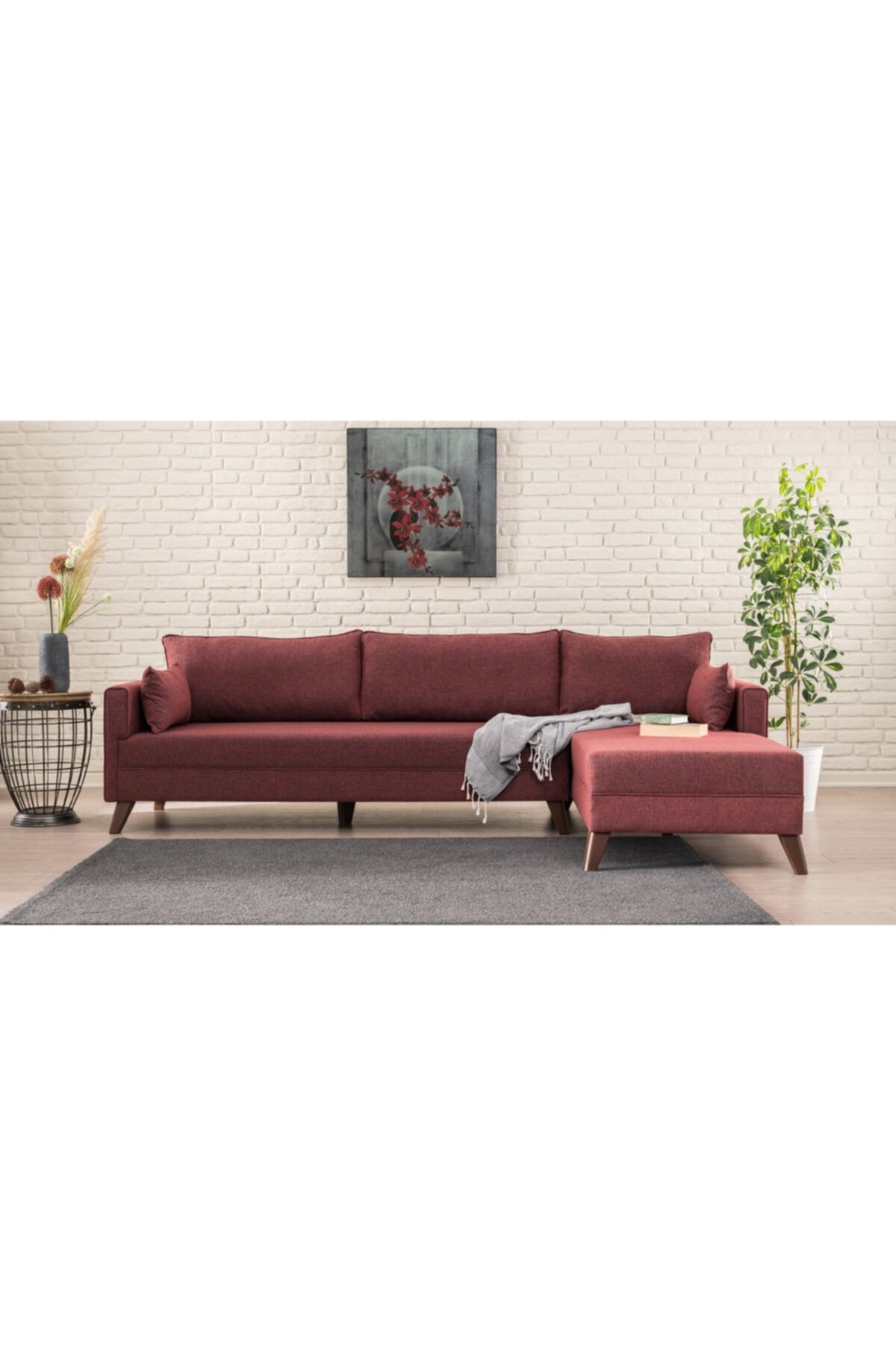 Evdebiz Bordo Bella Soft Köşe Koltuk
