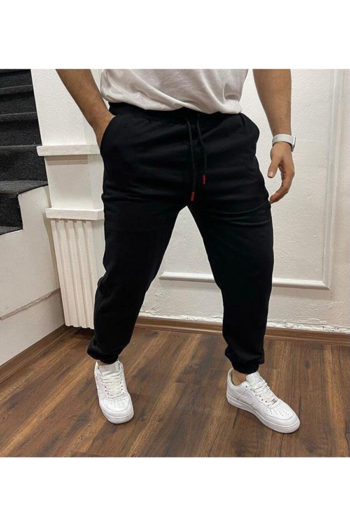 NACAR STORE Unisex Siyah Kelepçe Paça Eşofman Altı Slim Fit