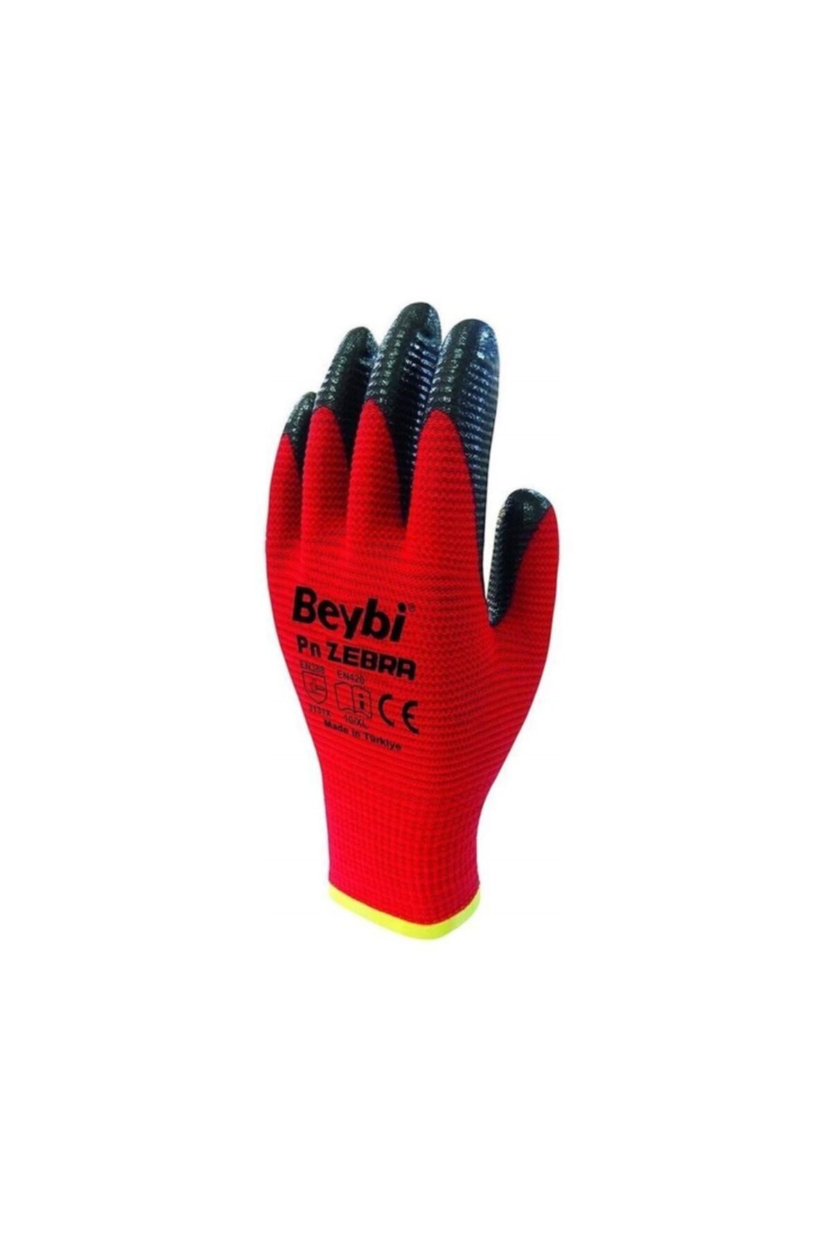 Beybi Nitril Poly Pnzebra Kırmızı Siyah Eldiven 12li Paket