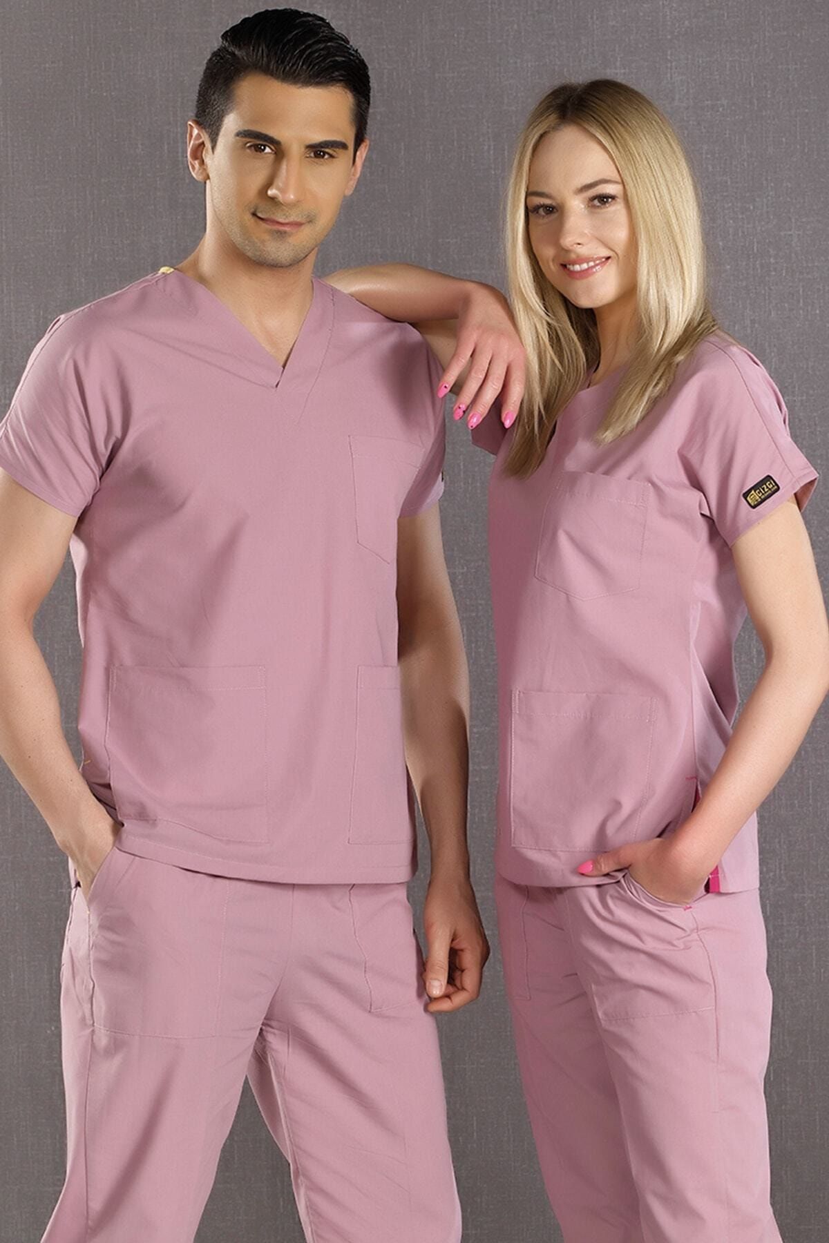 ÇİZGİ MEDİKAL Dr Greys Terikoton Takım İnce Kumaş Gül Kurusu