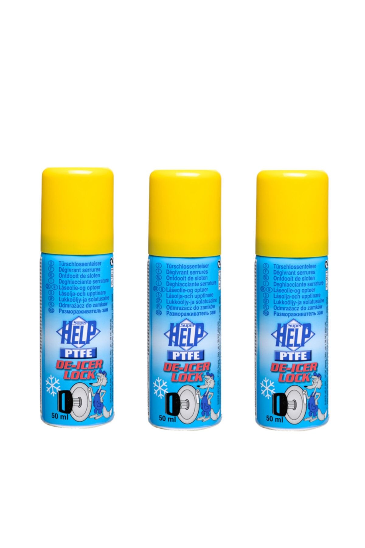 Superhelp 3 Ad. Kilit Buz Çözücü + Ptfe Yağlayıcı 50 Ml. Made In Italy 043650