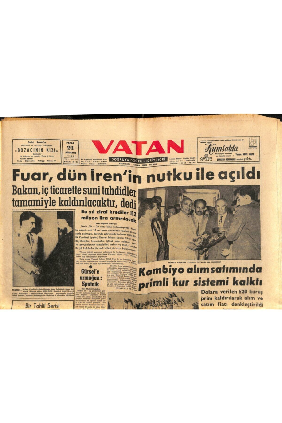 Gökçe Koleksiyon Vatan Gazetesi 21 Ağustos 1960 - Istanbul'un Ortasında 100 Kişi Ilk Çağ Hayatı Yaşıyor