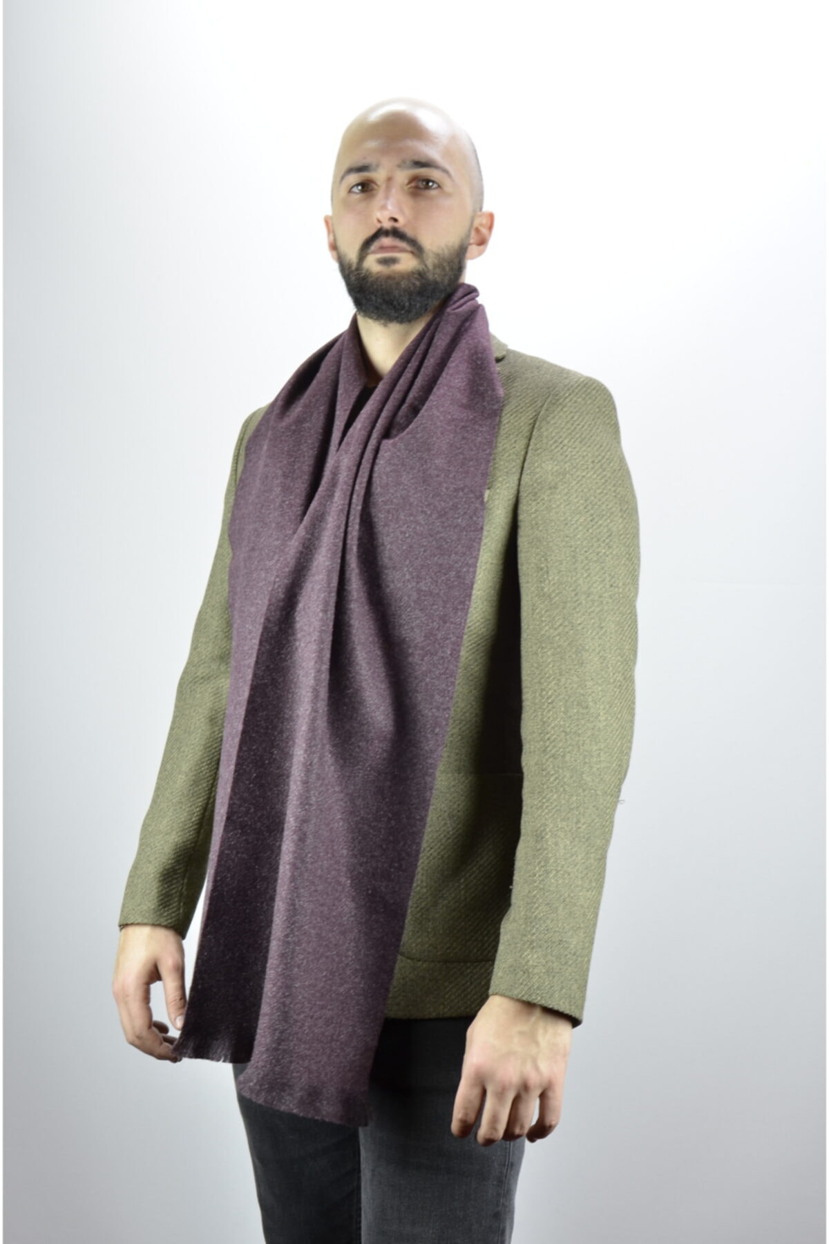 moda kaşkol Moda Bordo Kaşmir Doku / Melanj Dokuma Atkı