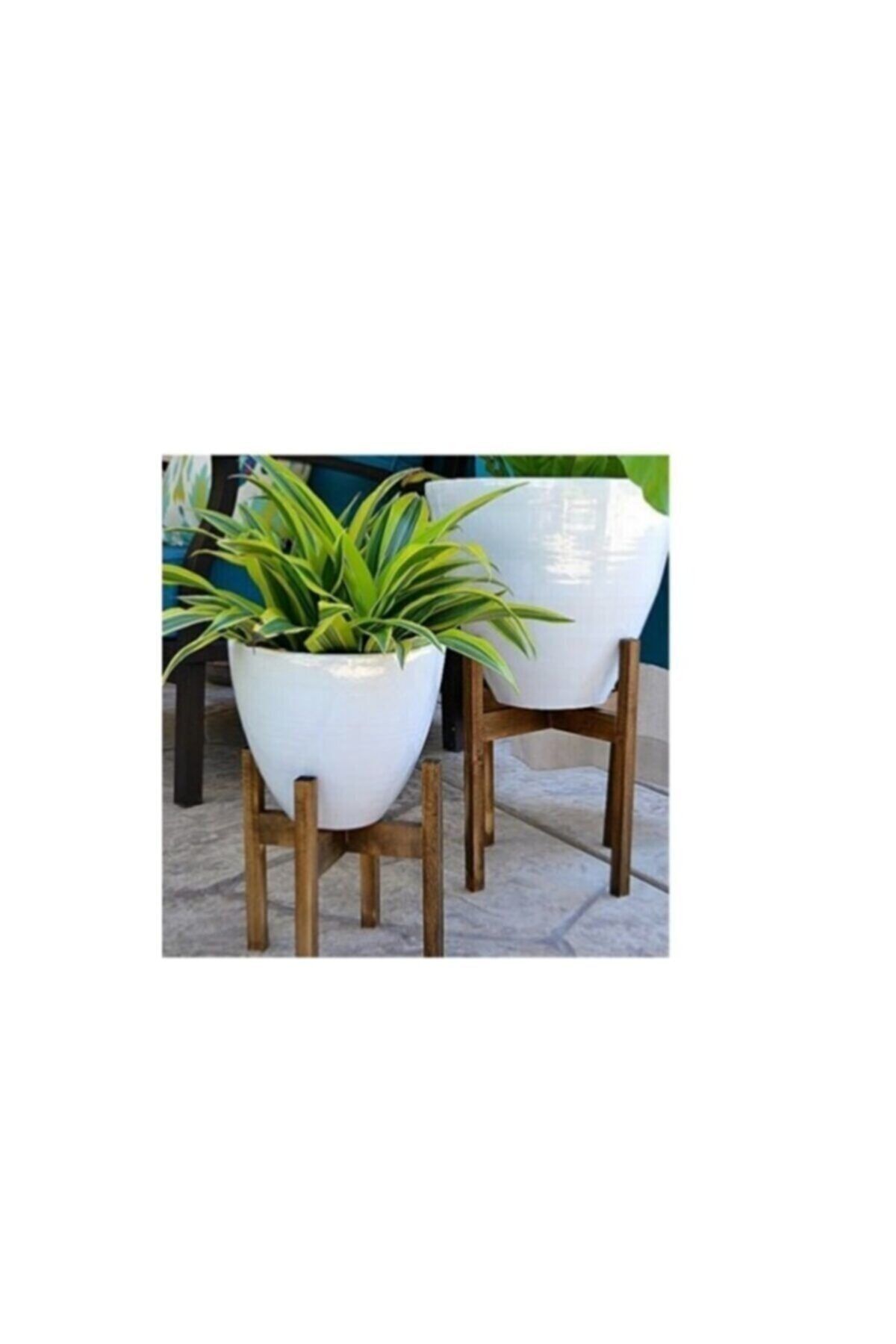 DLN Wooden Design Ahşap Çiçeklik Ayaklı Saksılık Çiçek Standı