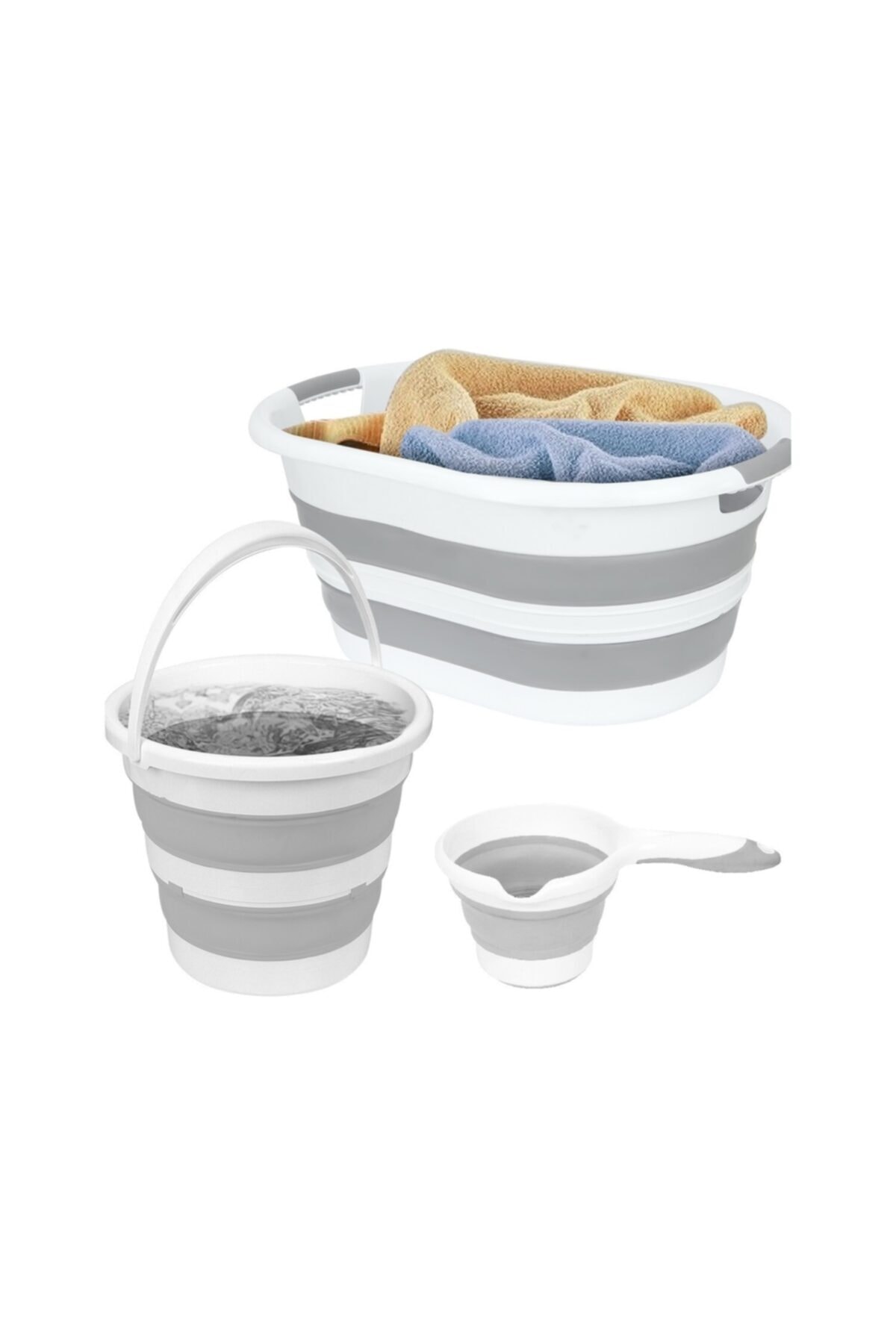 BLUE HOME'S 3'lü Set 27 Lt Katlanır Çamaşır Sepeti