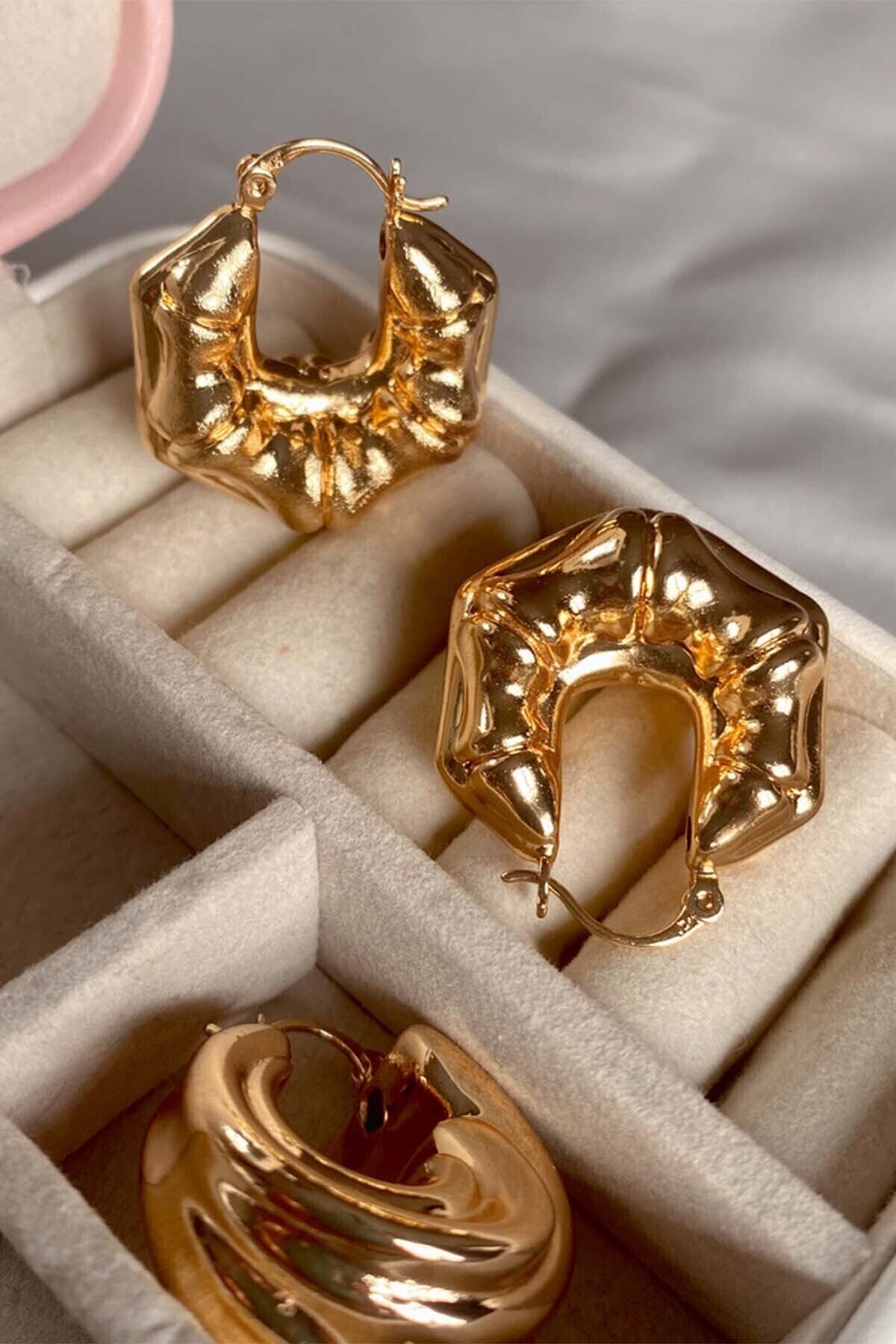 Amoreist Amore.ist Altın Kaplama Vintage No:6 Gold Küpe