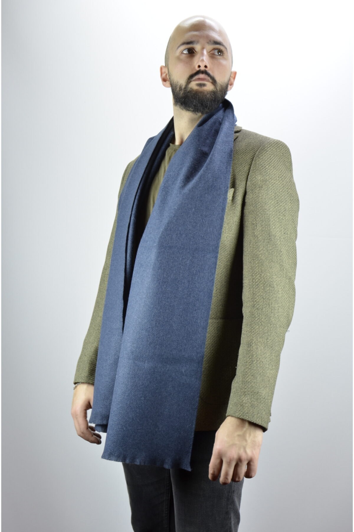 moda kaşkol Indigo Kaşmir Doku Melanj Dokuma Atkı