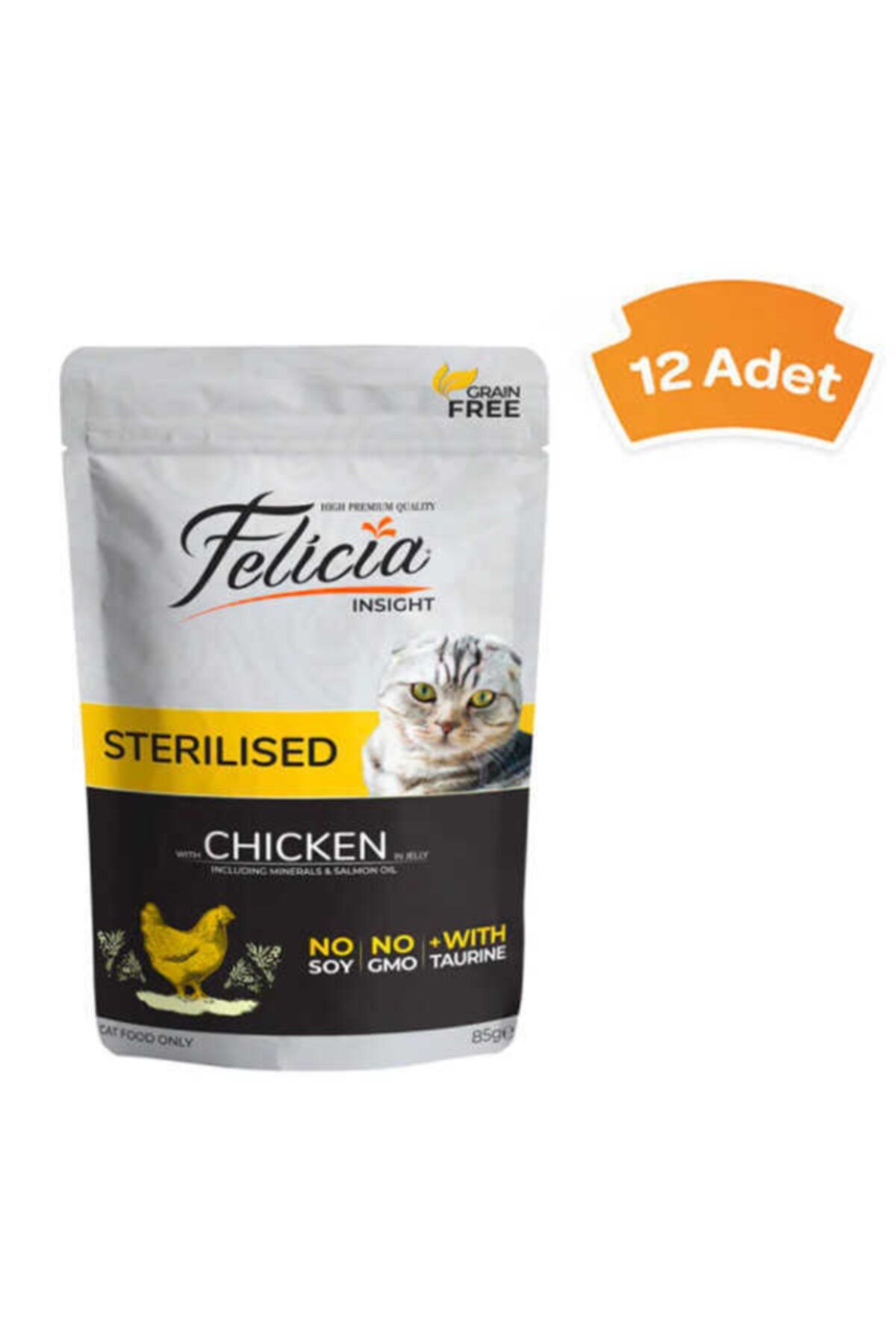 Felicia Tahılsız Tavuklu Kısırlaştırılmış Yaş Kedi Maması 85 Gr X 12 Adet