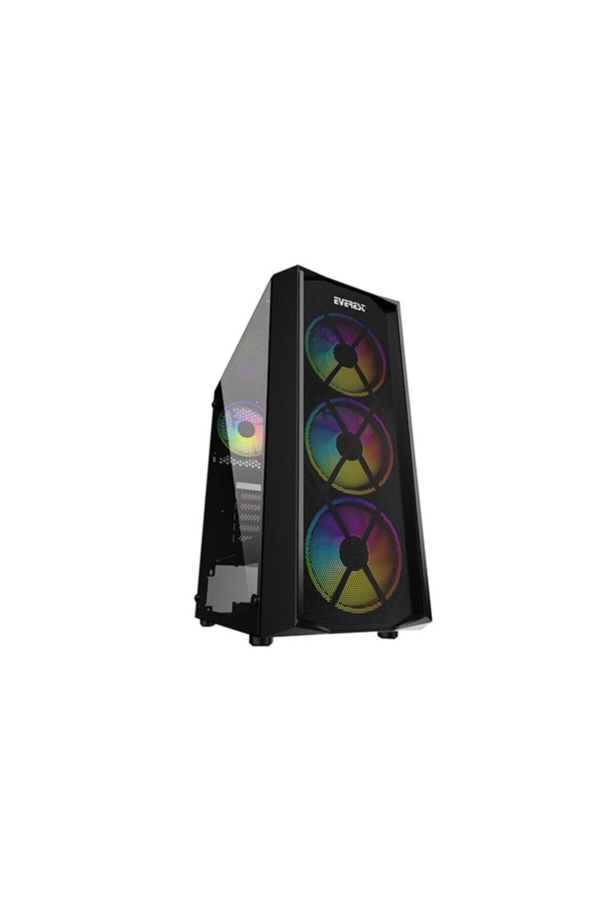 Everest Flat Mesh 4*12cm Rainbow Fan Tempered Camlı Gaming Oyuncu Kasası