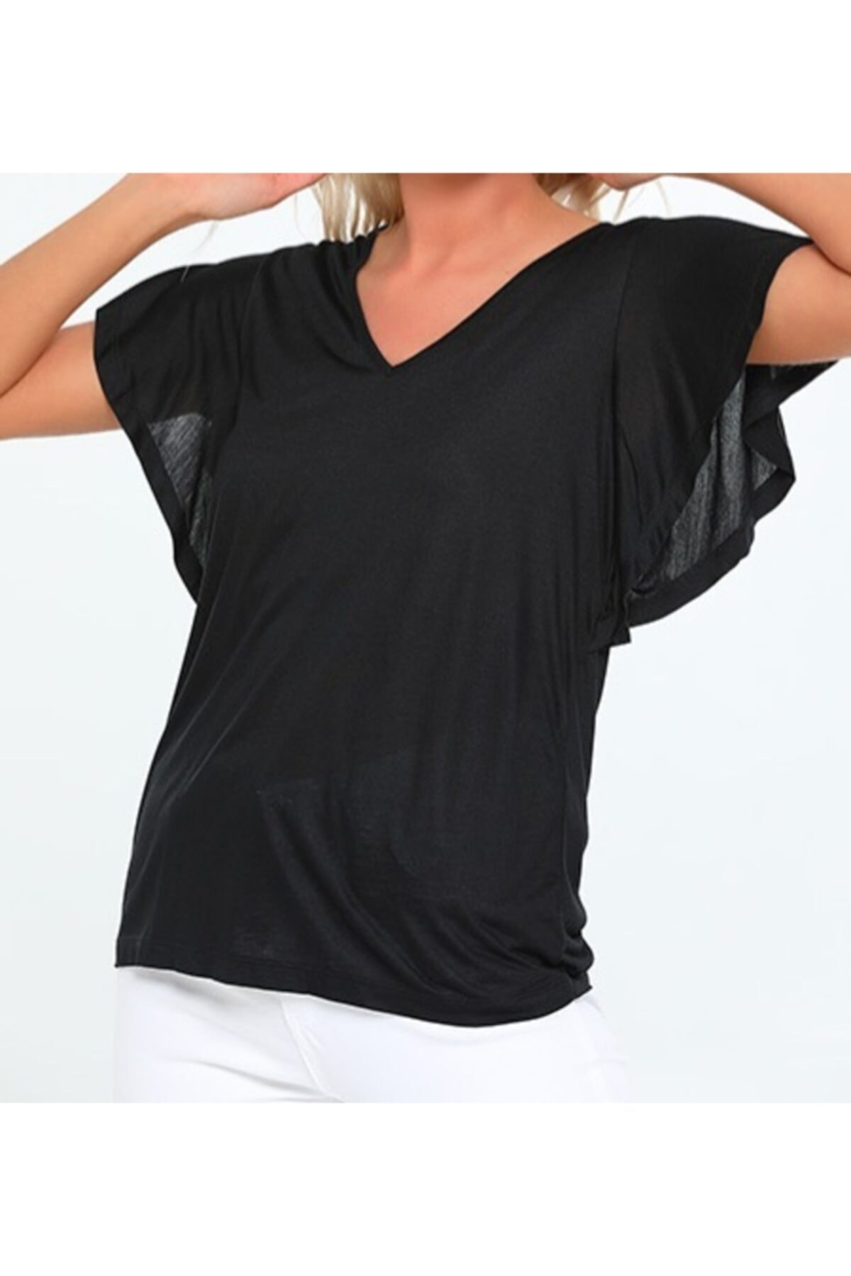 Stone Design Bracelet Gece Siyahı T-shirt - Manken Üzerindeki Beden Xs