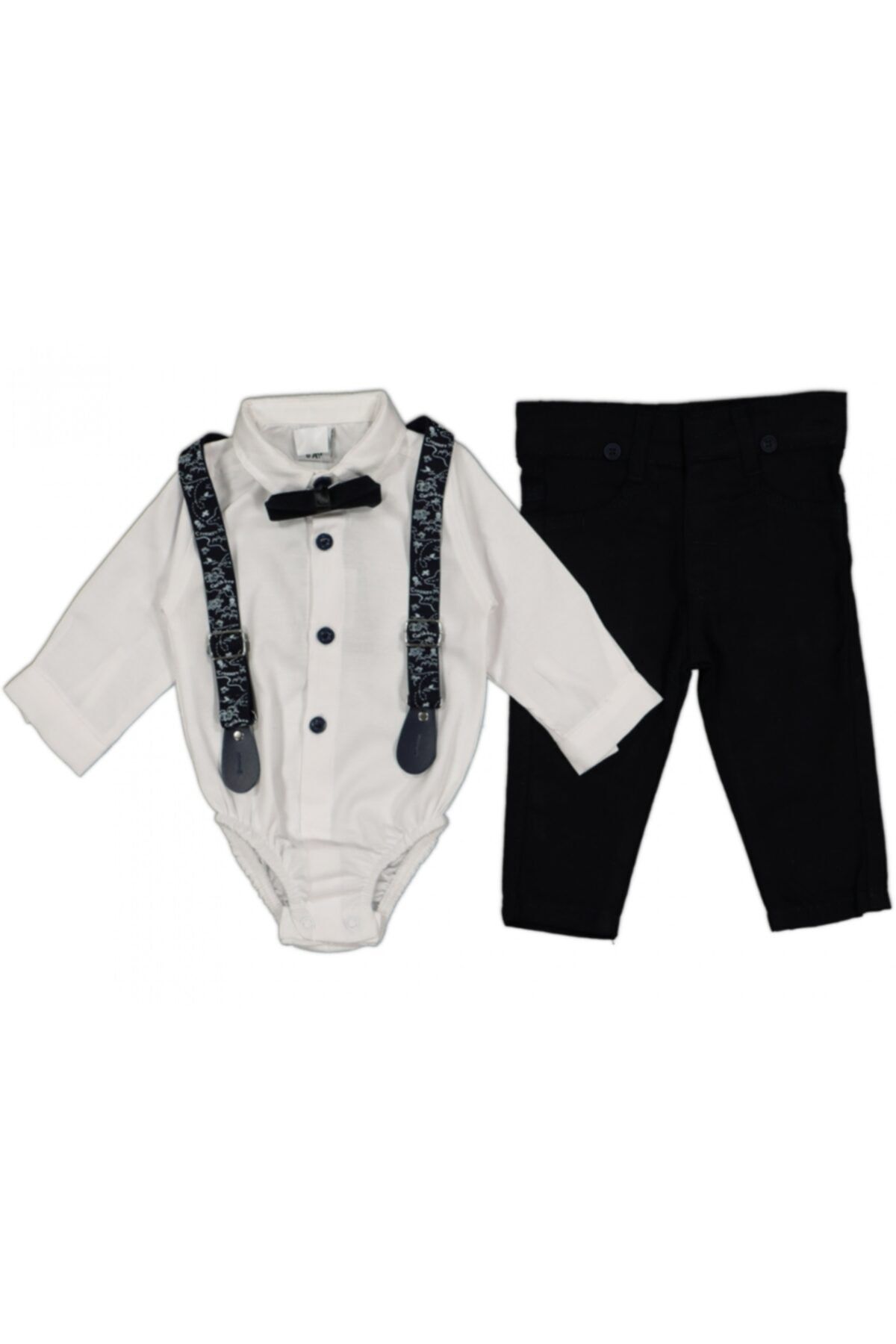 Terry Kids Erkek Bebek Pantolon Askılı Gömlekli Takım