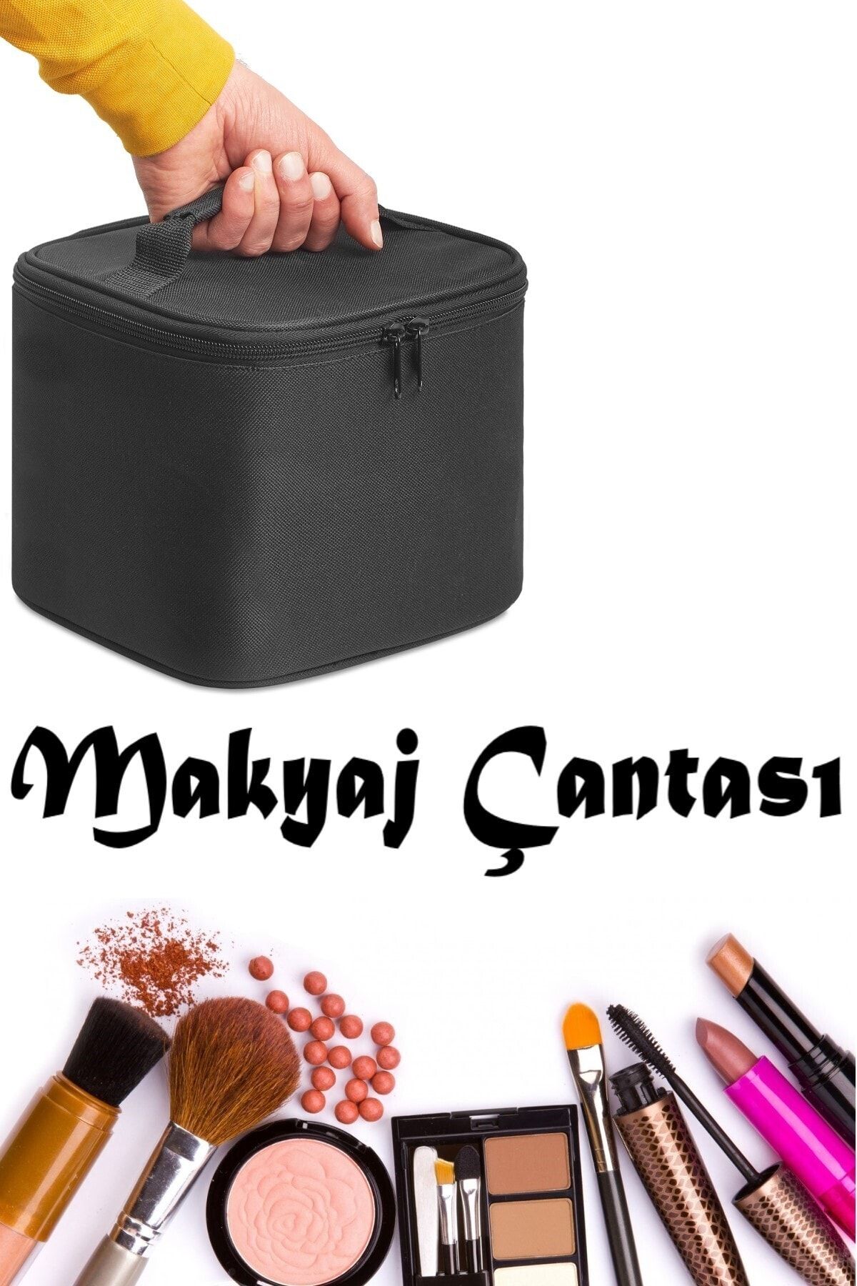 3 Makyaj Çantası Isı Yalıtımlı Özel Çanta Siyah Renk 20x20x20 Cm