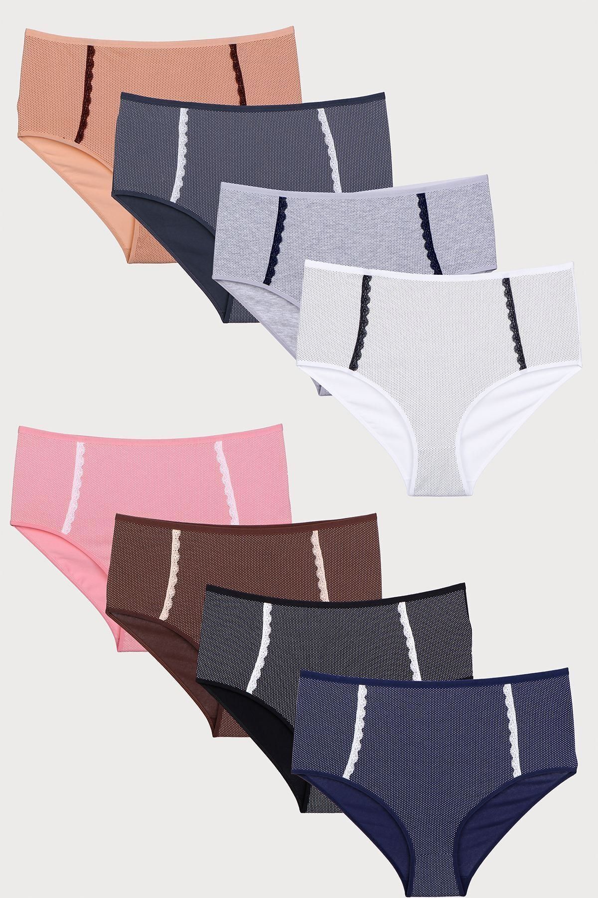 Nicoletta Mıxcolor Kadın Külot Büyük Beden 8 Li Paket Likralı