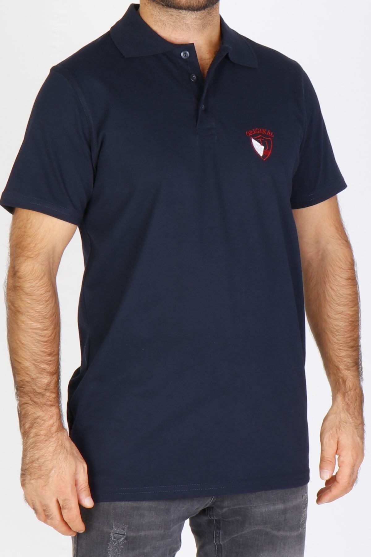 Tom John Lacivert Erkek Polo Yaka Kısa Kollu T-shirt