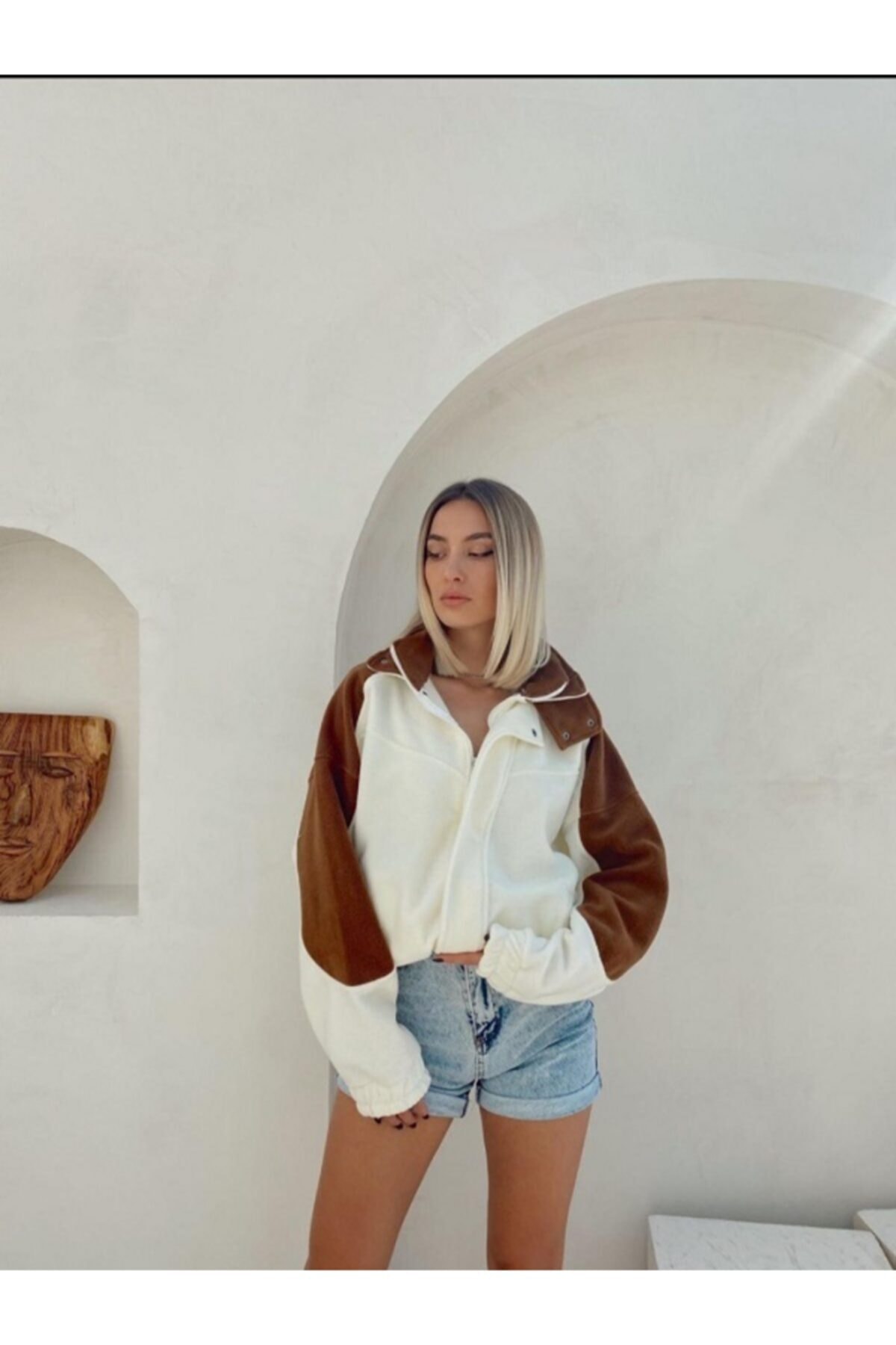 Style Çift Renk Kadın Polar