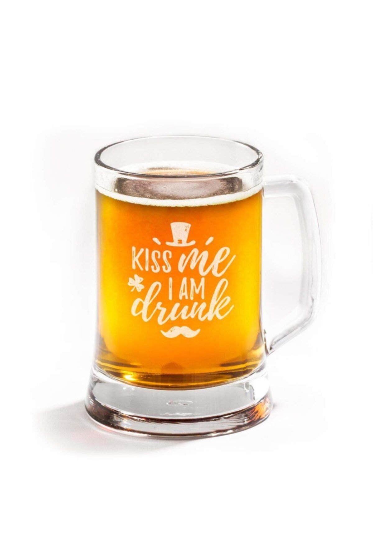 Hediyesepeti Kiss Me I Am Drunk Tasarımlı 50'lik Pub Bira Bardağı