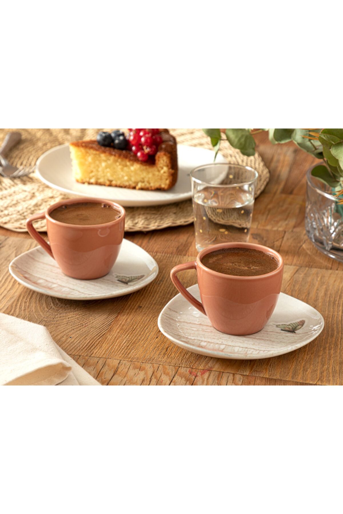 English Home Galia Leaf Bone Porselen 2 Kişilik Kahve Fincan Takımı 90 Ml Kahverengi