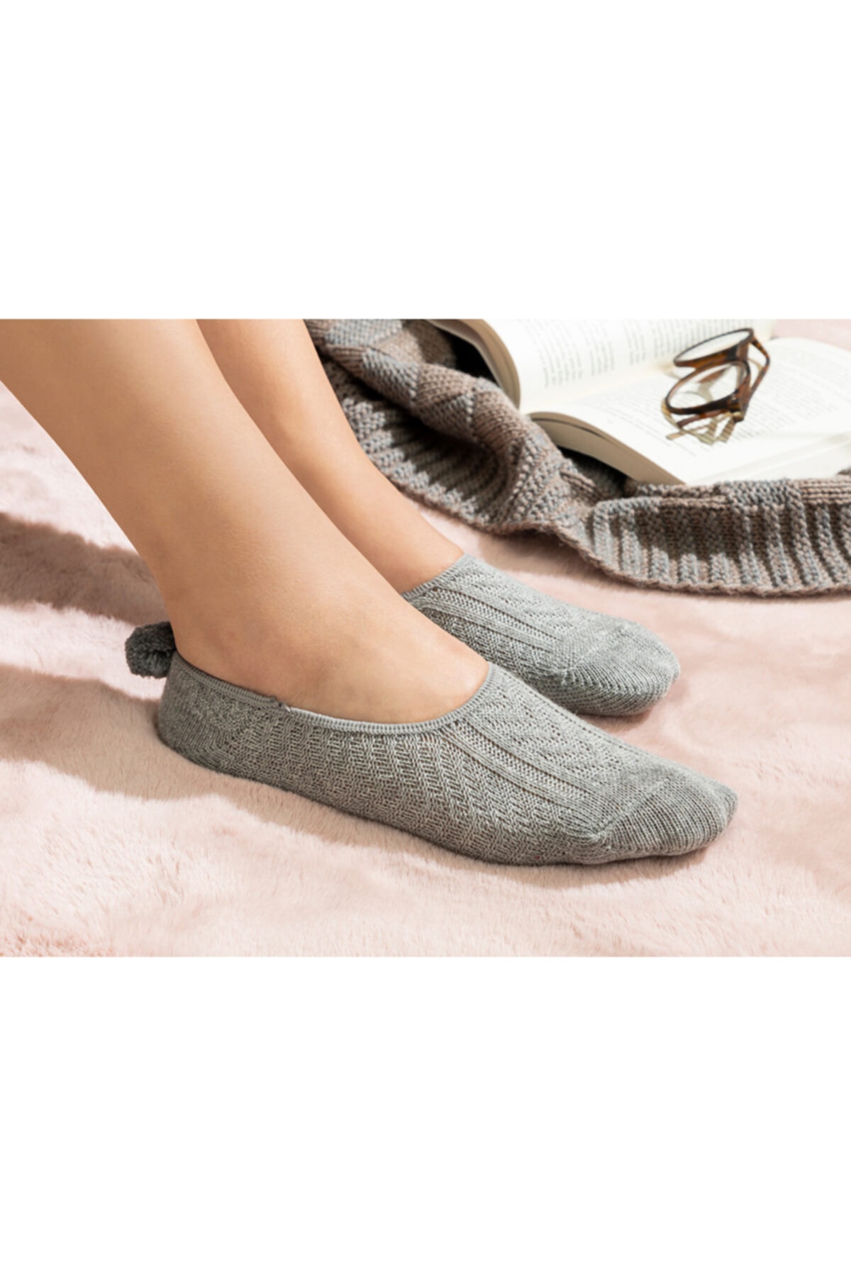 English Home Winter Mode Pamuk Kadın Babet Çorap 36-40 Gri