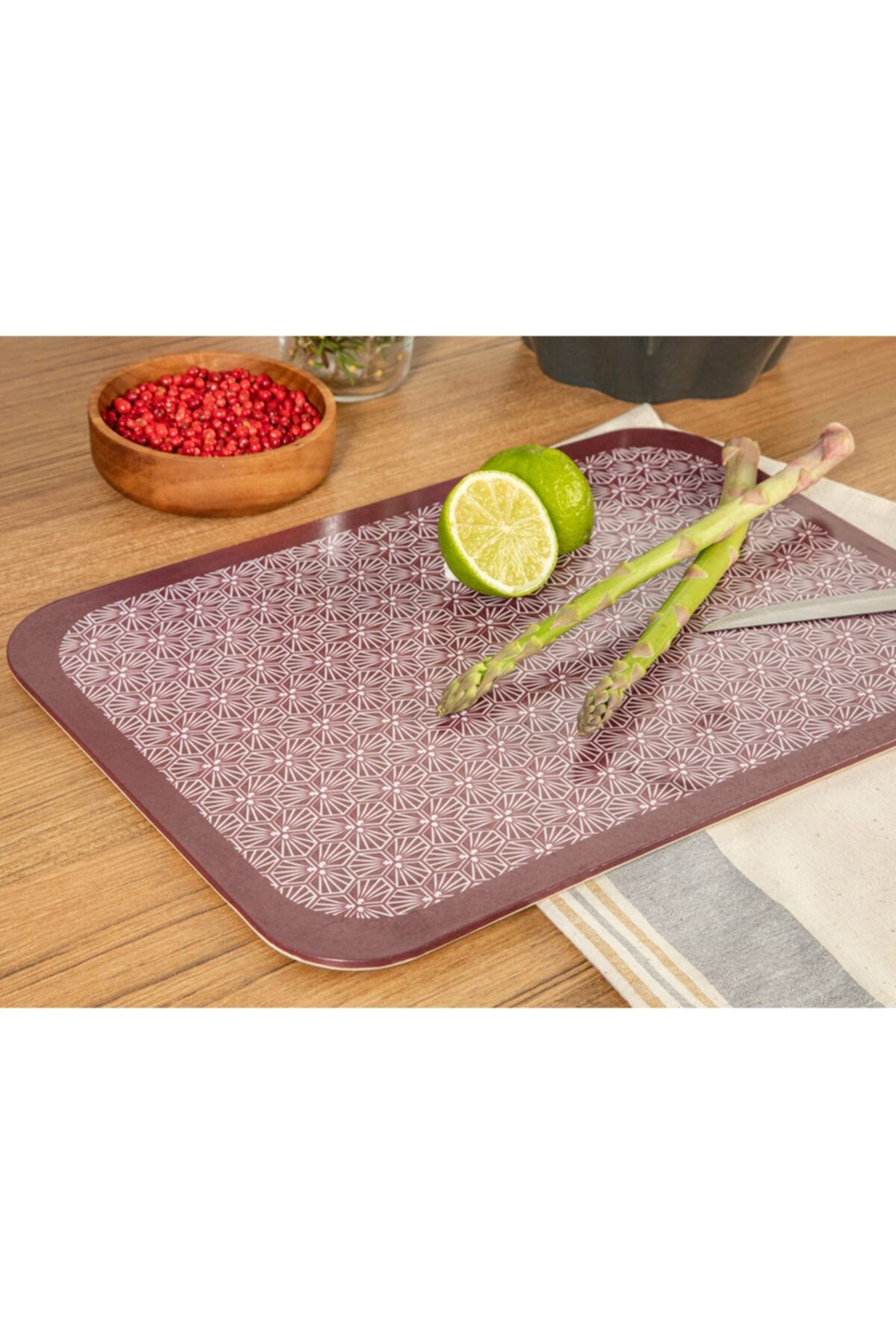 English Home Dale Melamin Dikdörtgen Kesme Tahtası 35x25 Cm Bordo