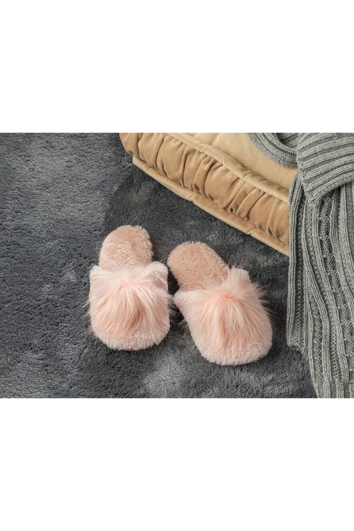 English Home Pompom Peluş Kadın Ev Terliği 37 Açık Pembe