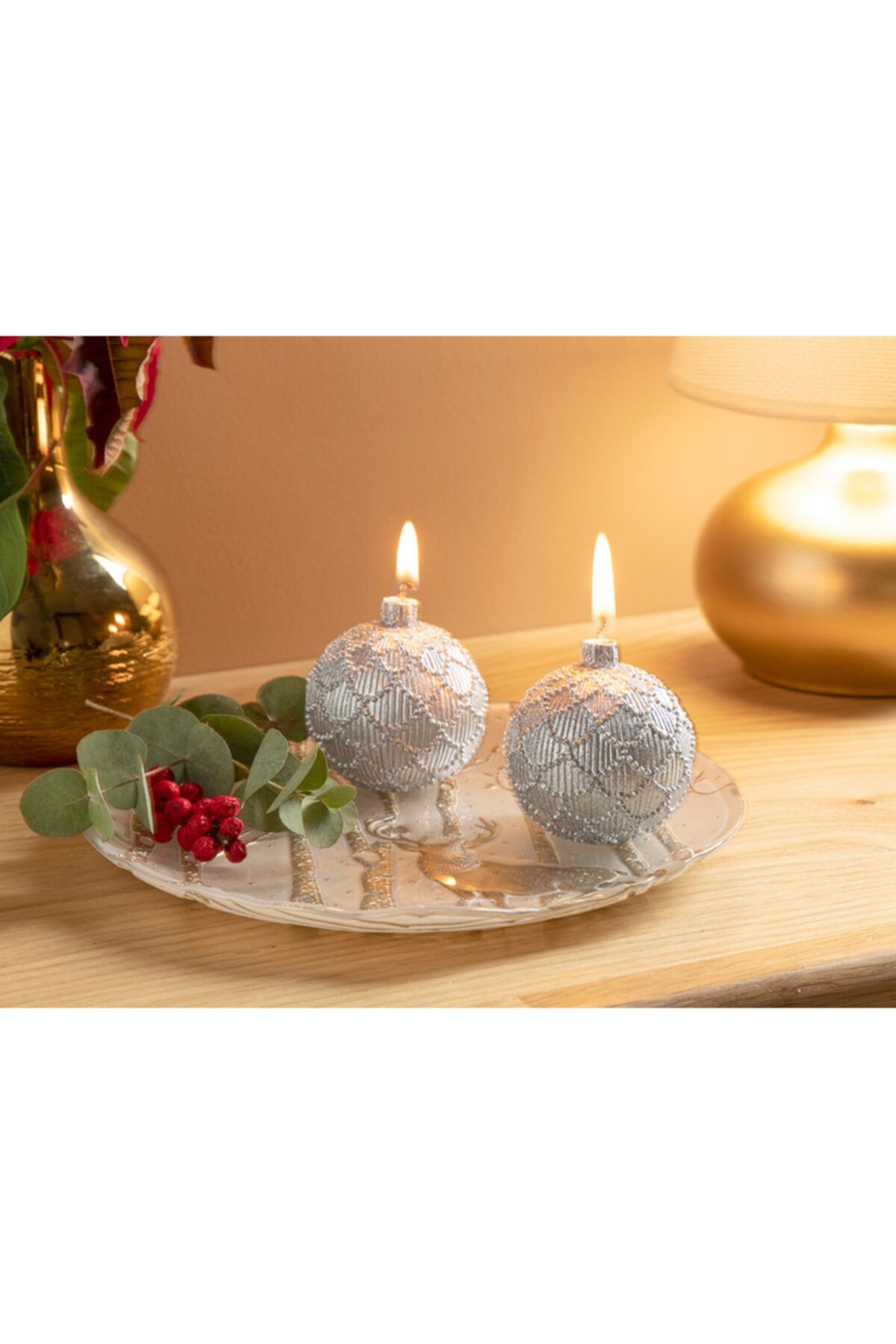 English Home Christmas Ball Mum 7x7x15 Cm Gümüş-yılbaşı Özel