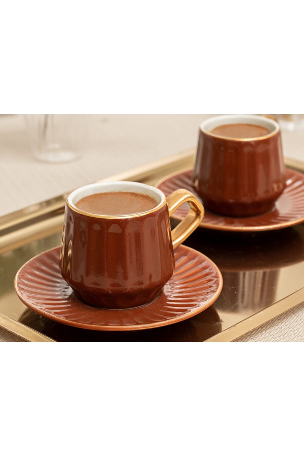 English Home Nia New Bone 2'li Kahve Fincan Takımı 90 ml Kahverengi.