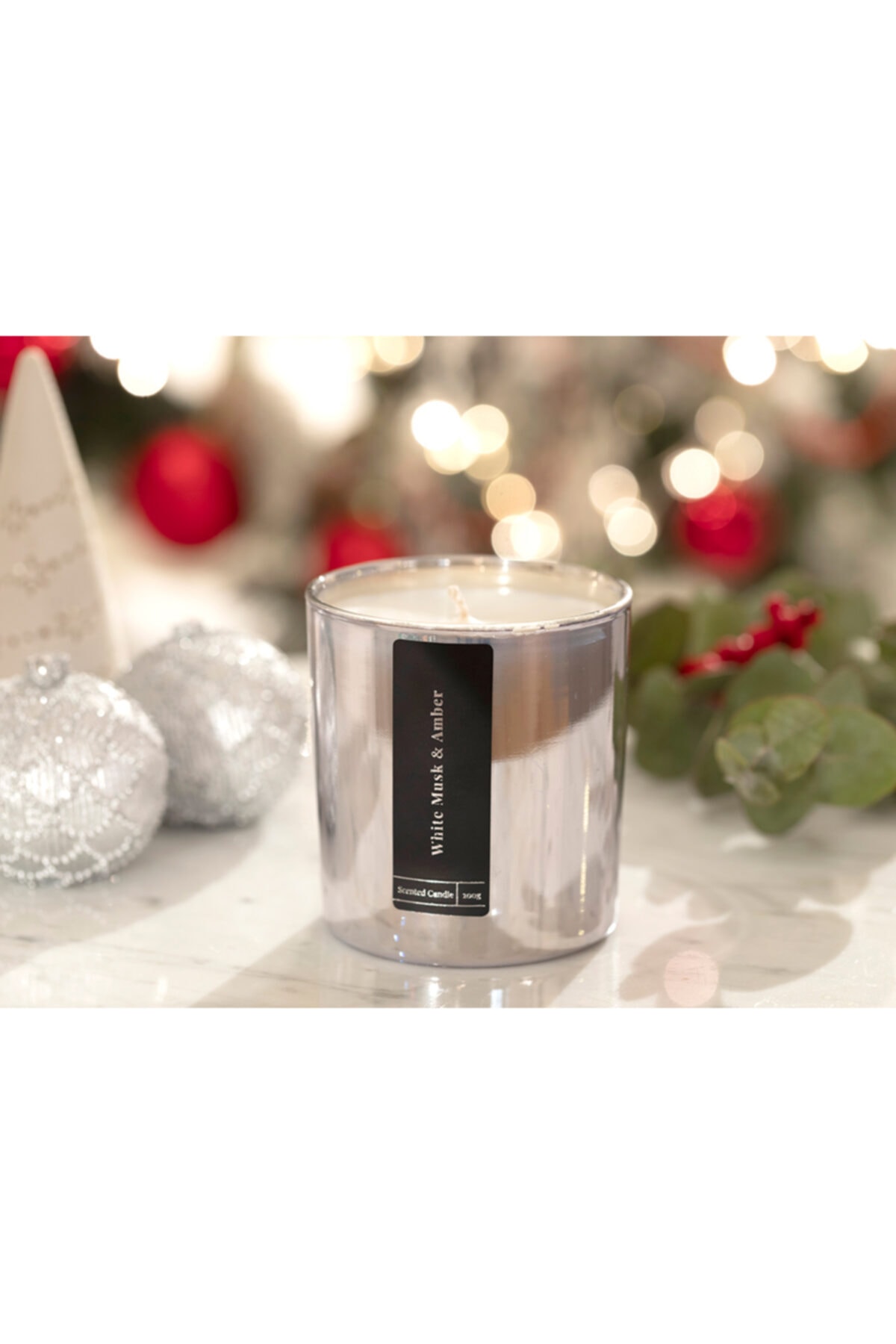 English Home White Musk & Amber Kokulu Mum 210 gr Silver Yılbaşı Özel