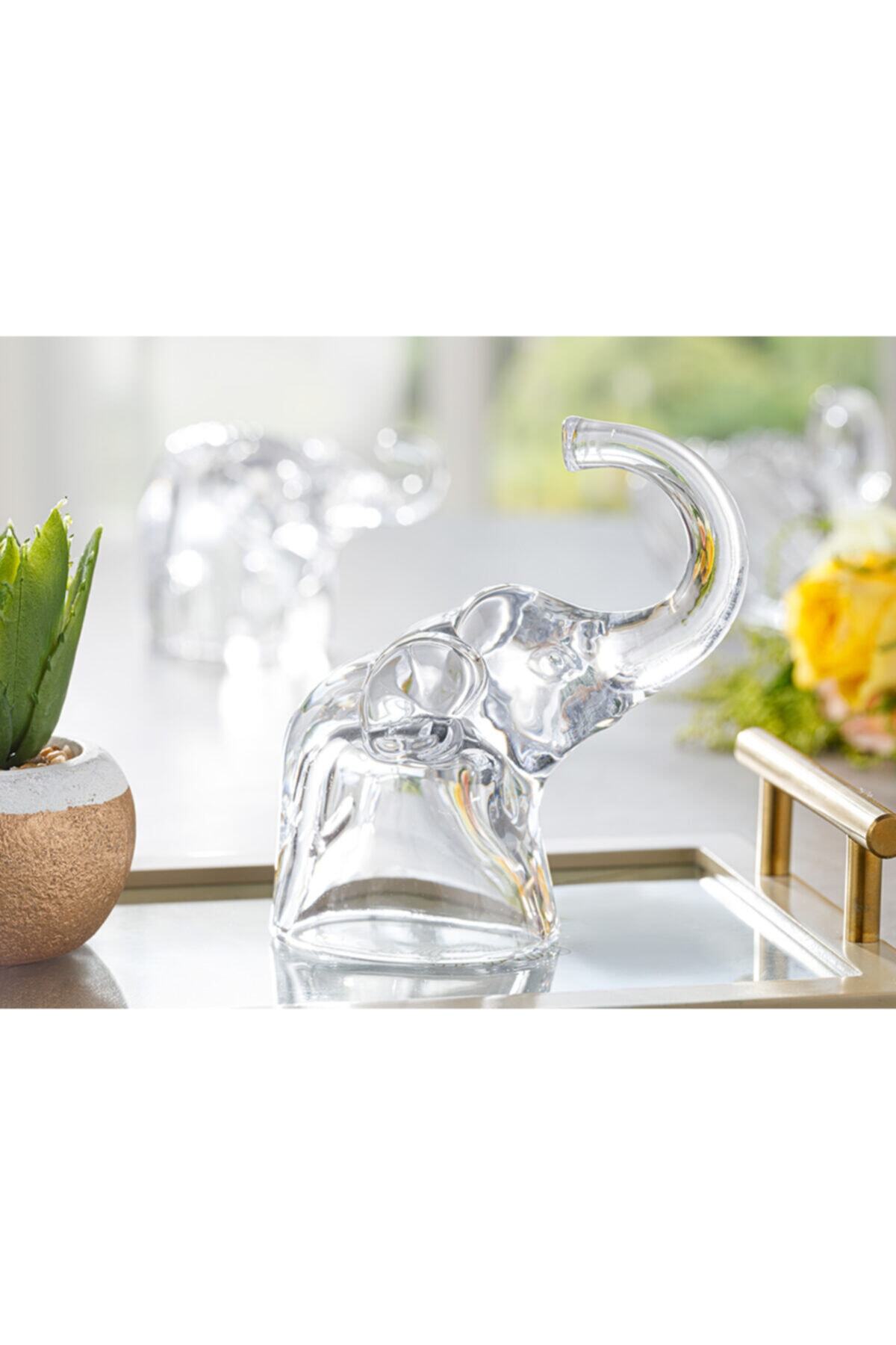 English Home Happy Elephants Biblo 10.5x5.2xh12cm Şeffaf