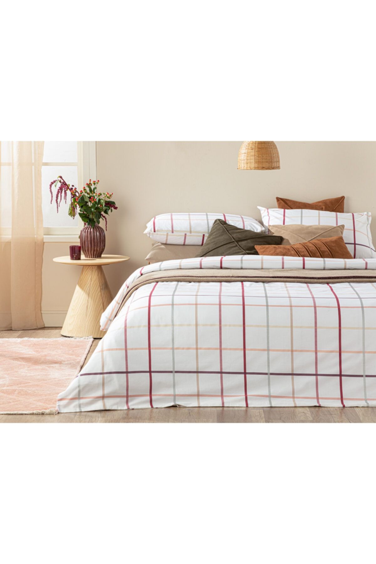 English Home Glam Check Pamuklu Tek Kişilik Nevresim Seti 160x220 Cm Pembe