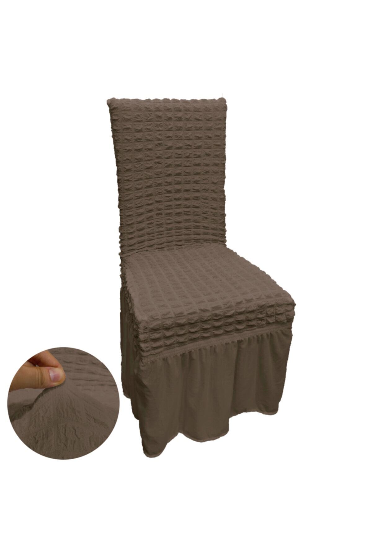 Pure Style 4’lü Set Bürümcük Likralı Esnek Lastikli Yıkanabilir Etekli Sandalye Örtüsü Sandalye Kılıfı