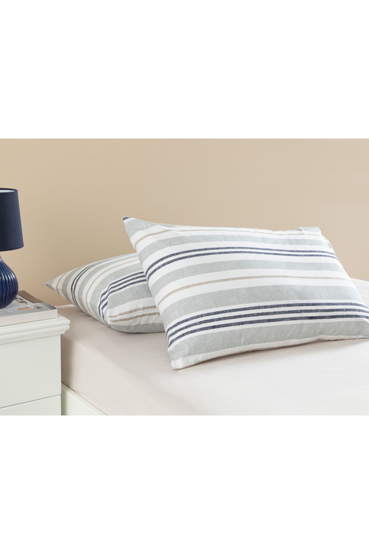 English Home Modern Stripe Pamuklu 2'li Yastık Kılıfı 50x70 Cm Gri