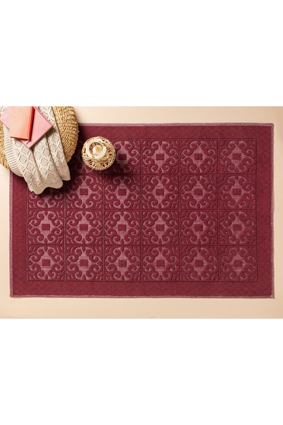 English Home Bukle Pamuklu Kilim 120x180 Cm Bordo