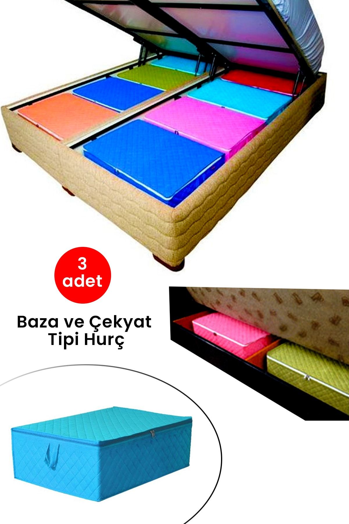 Helen's Home 3 Adet Baza Ve Çekyat Tipi Hurç 64X45X22