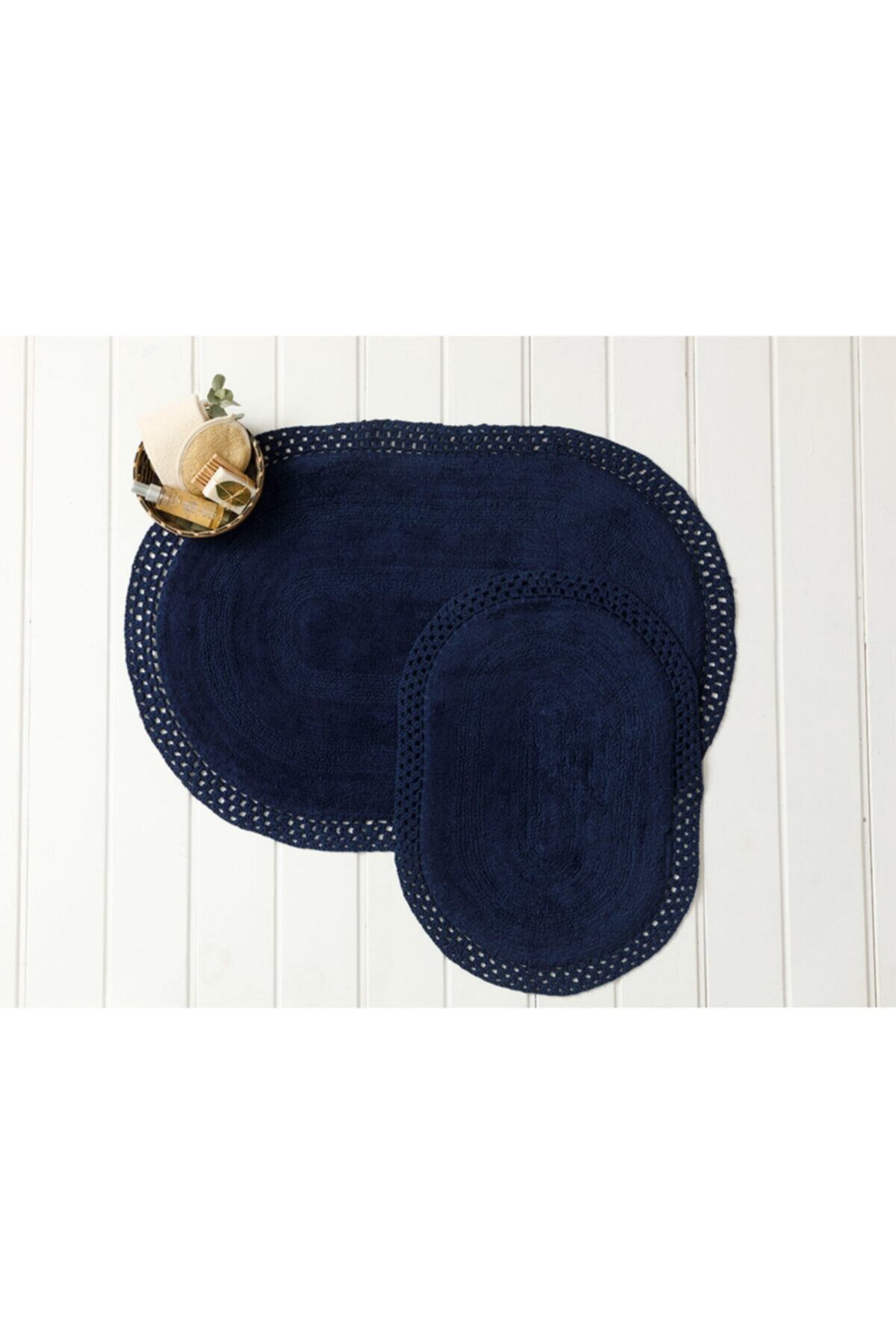 English Home Polin Pamuklu 2'li Banyo Paspası Seti 60x90cm+40x60cm Lacivert