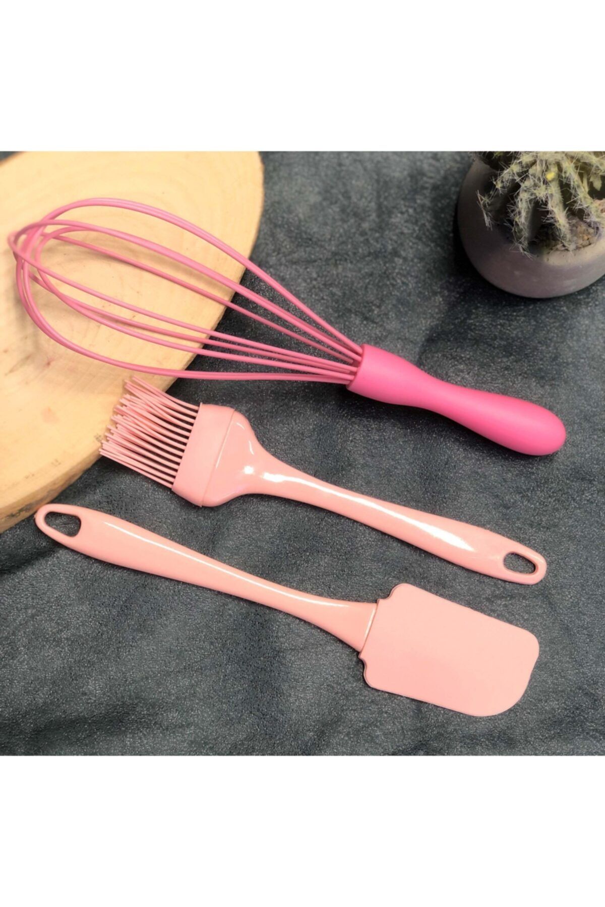 Şahane Pazar Pembe 3 Parça Fırça Çırpıcı Ve Spatula Seti Fma879987
