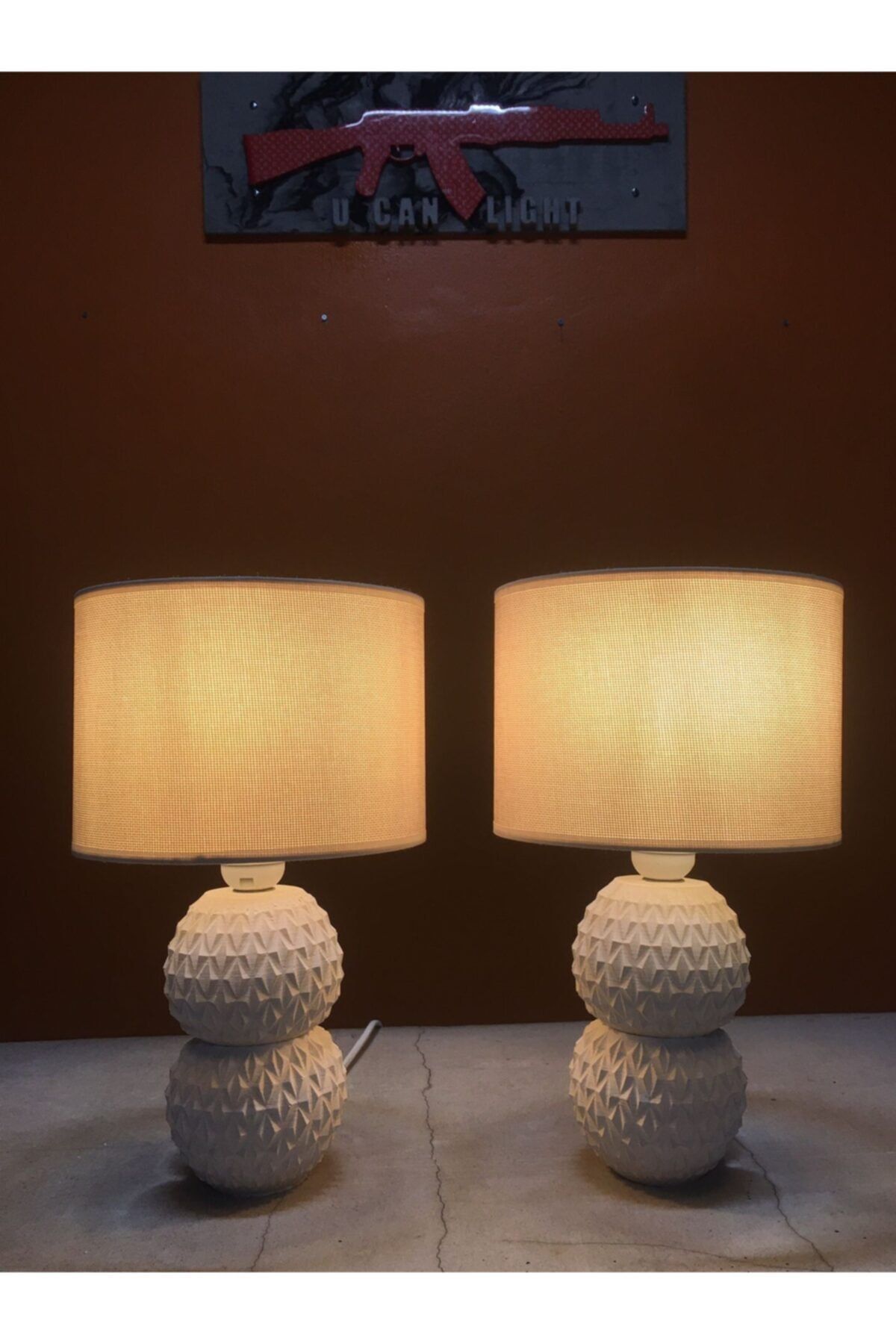 ucanlight 2 Adet Dekoratif Seramik Abajur ( 2'li )