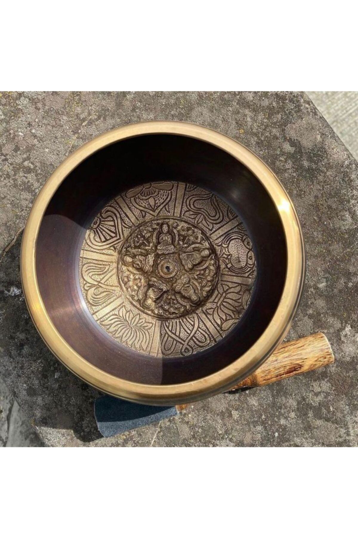 Miamantra Tibet Ses Çanağı - Buda Motifli - 16 Cm / Meditasyon Çanı, Yoga Çanı, Singing Bowl, Tokmaklı Set