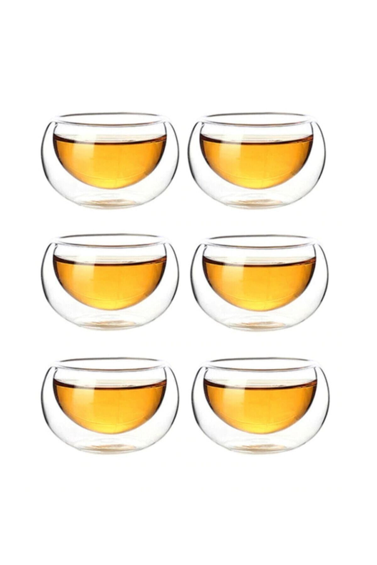 Lotus Plus Çift Cidarlı Sosluk 35 Ml 6 Adet | 6'lı Borosilikat Cam Sos Çerez Mini Kase Seti