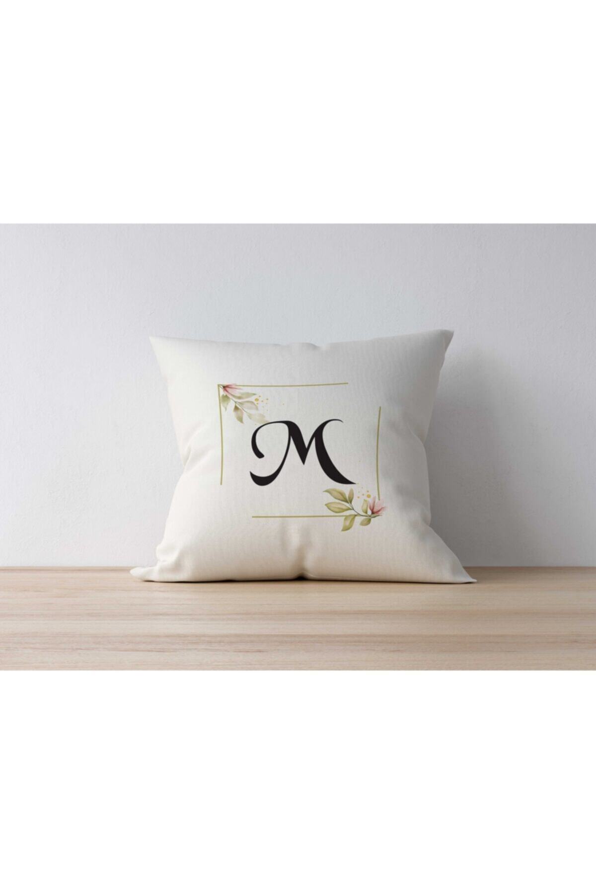 Asyabayrak M Harfli Yastık Kılıfı – 43x43cm Çift Taraf Baskılı