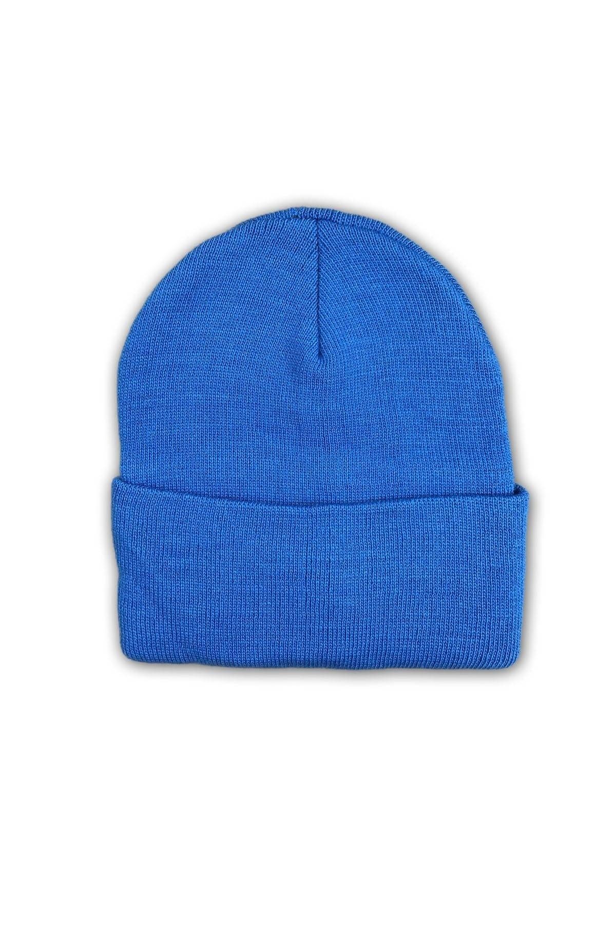 Royaleks Unisex Basic Düz Katlamalı Bere Mavi