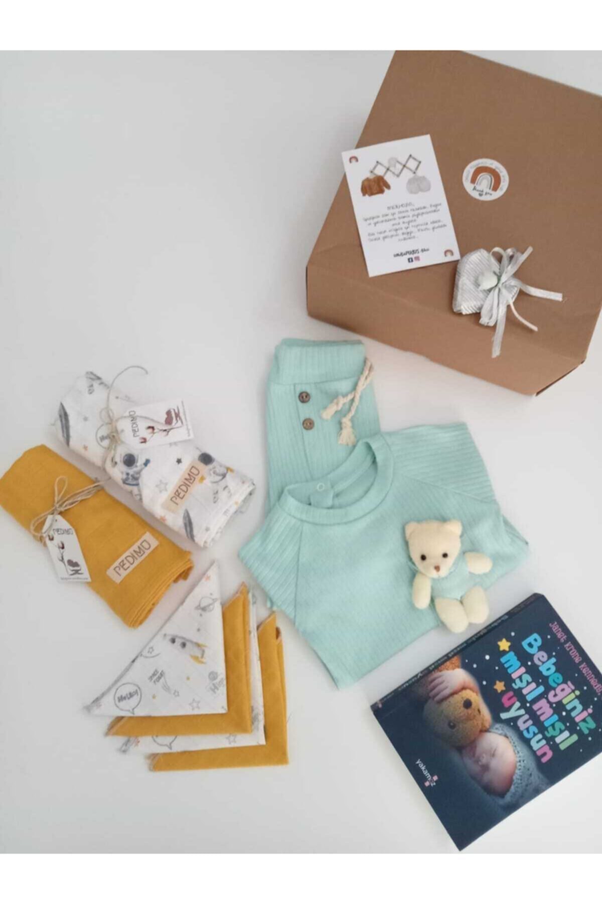 Pedimu Teddy Antialerjenik Takım (6ay) Hediyeli Astronotdesen Çok Amaçlı Müslin Bezi Örtü Ağız Mendili Seti