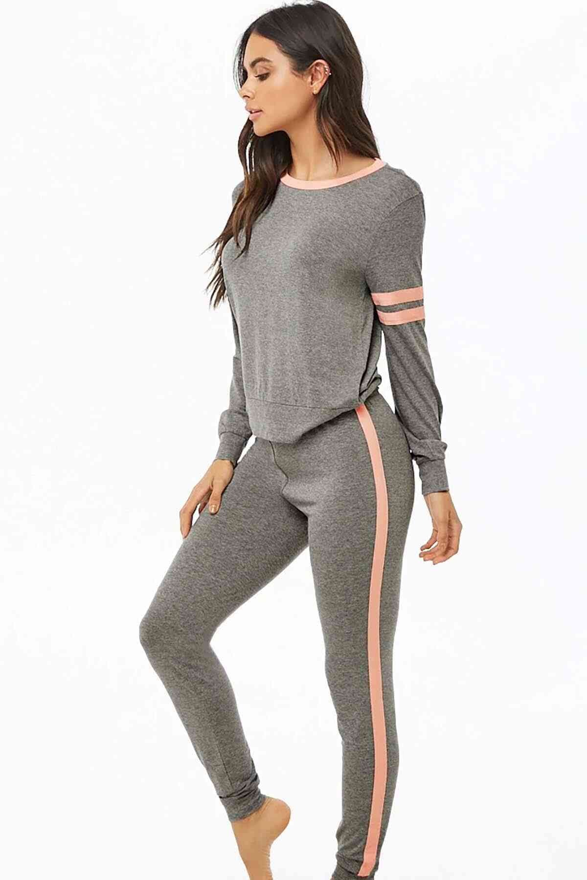 Merry See Kadın Penye Eşofman Alt Üst Takım Gri
