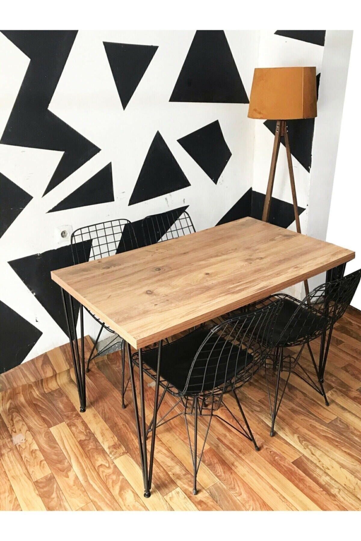 LoveGarden Concepthouse Mobilya Yemek Masası Mutfak Masası 4 Kişilik Tel Sandalyeli Atlantik Çam