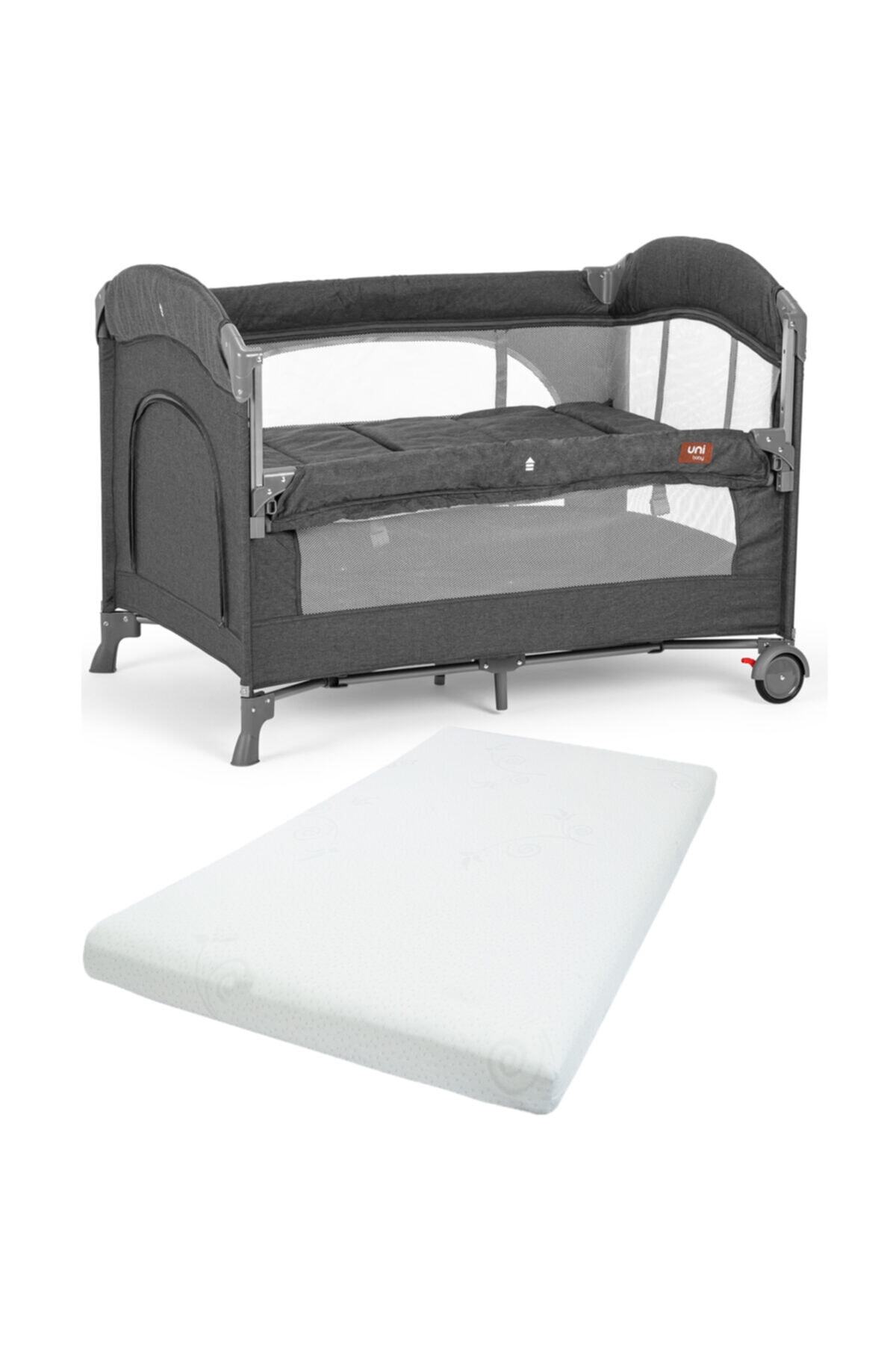 Uni Baby Alfa Anne Yanı Sallanır Oyun Parkı Bebek Beşik 70x110 Cm Visco Yatak Hediyeli