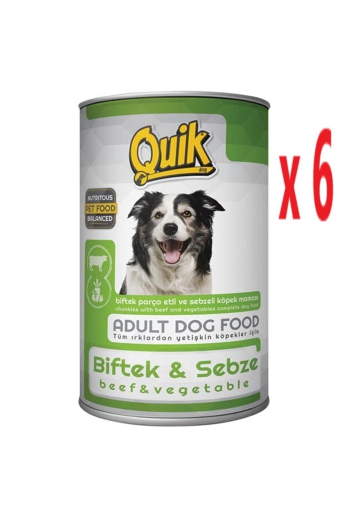 Quik 6 Adet 415 Gr Köpek Konserve Maması Biftek Ve Sebzeli