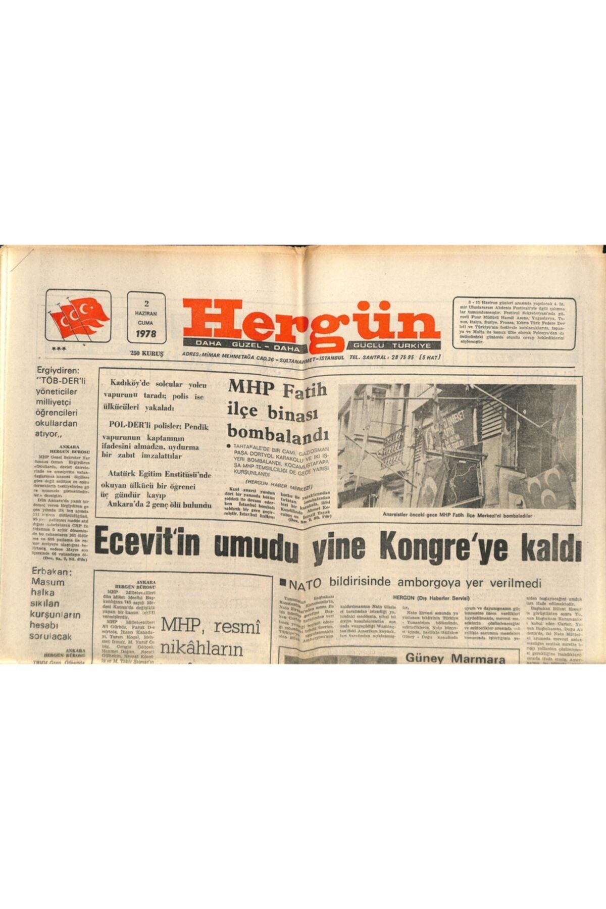 Gökçe Koleksiyon Hergün Gazetesi 2 Haziran 1978 - 6 Milyon Liralık Kaçak Kimyevi Madde Yakalandı