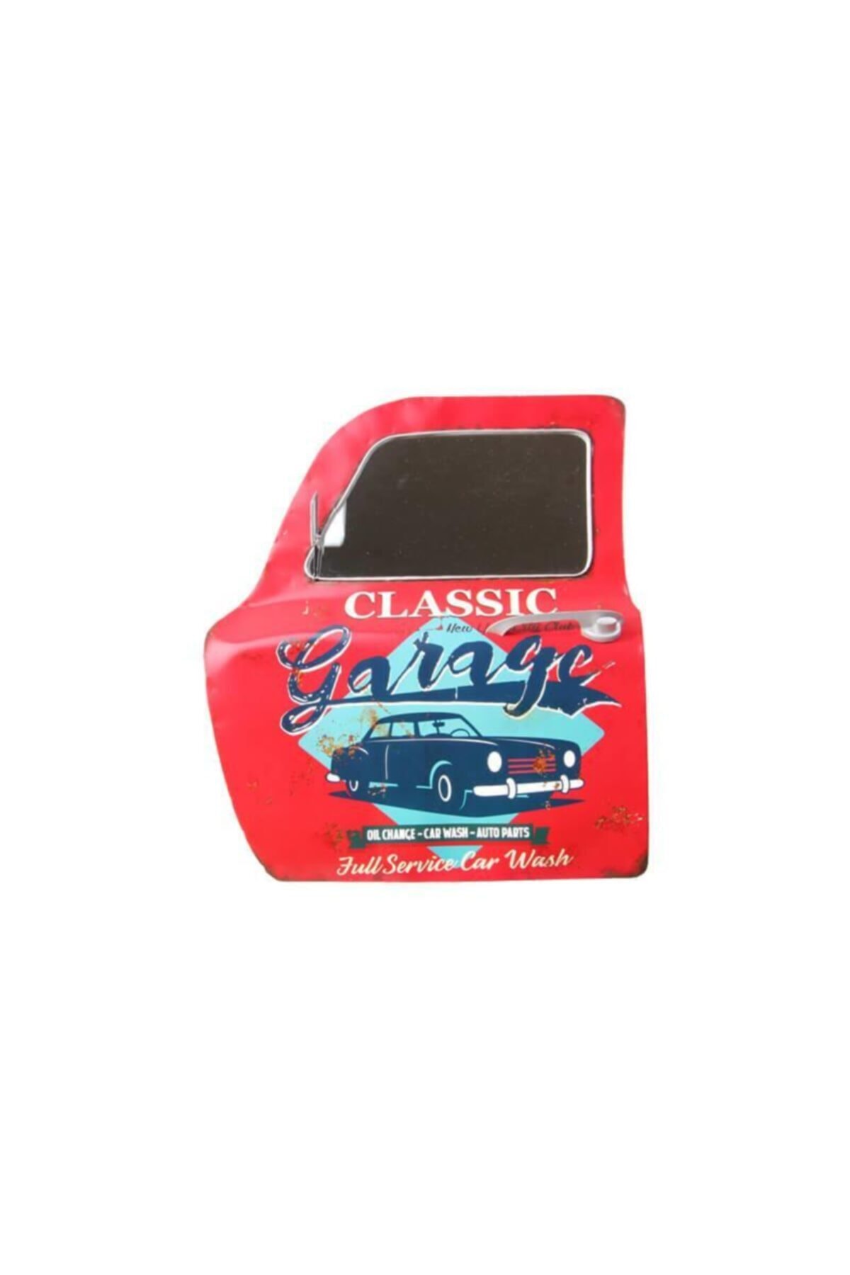 BULUTSHOP Dekoratif Classic Garage Temalı Kırmızı Araba Kapısı Ayna
