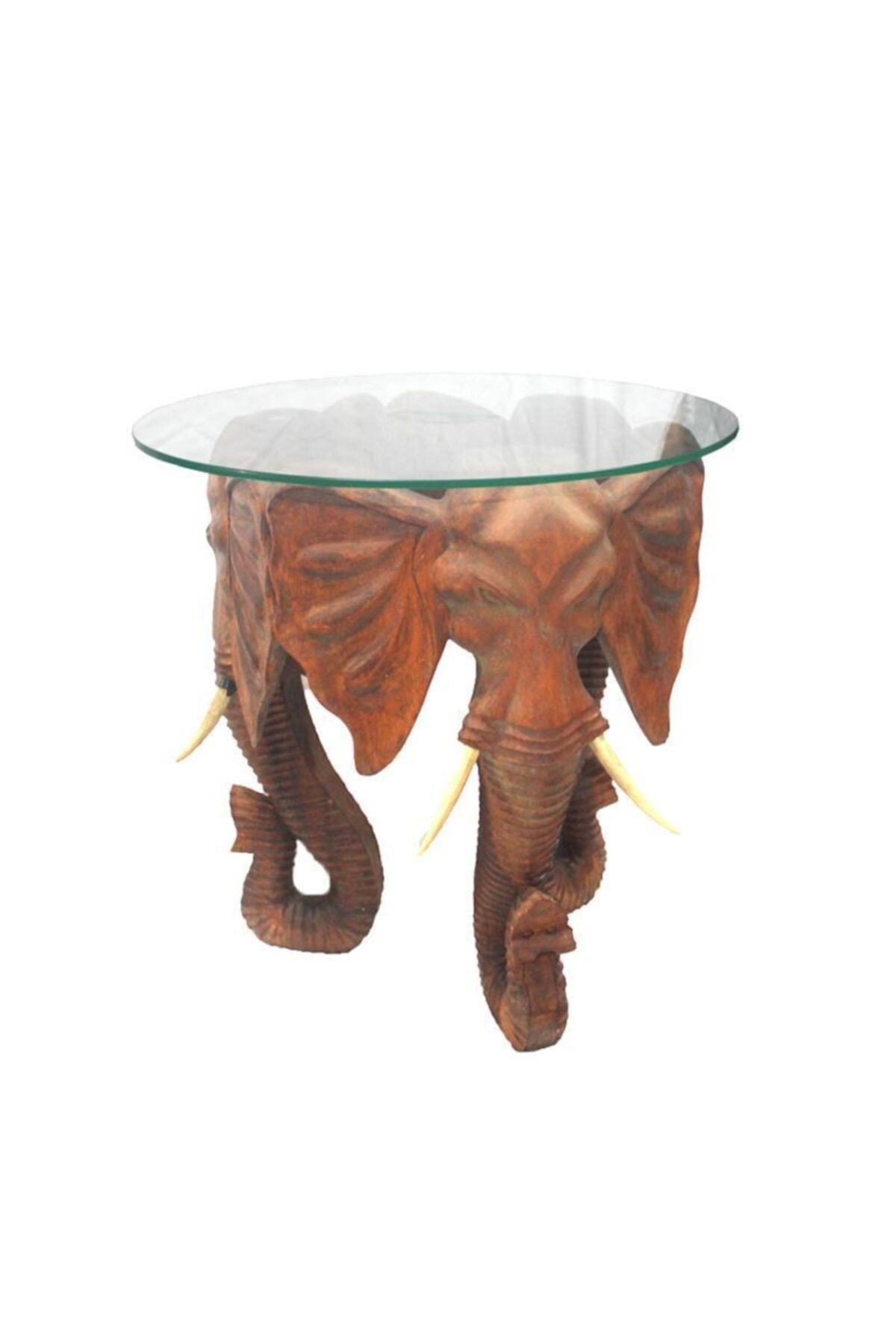 BULUTSHOP 60 Cm Ahşap Fil Kafası Dekoratif Sehpa Ev Ofis Hediyelik