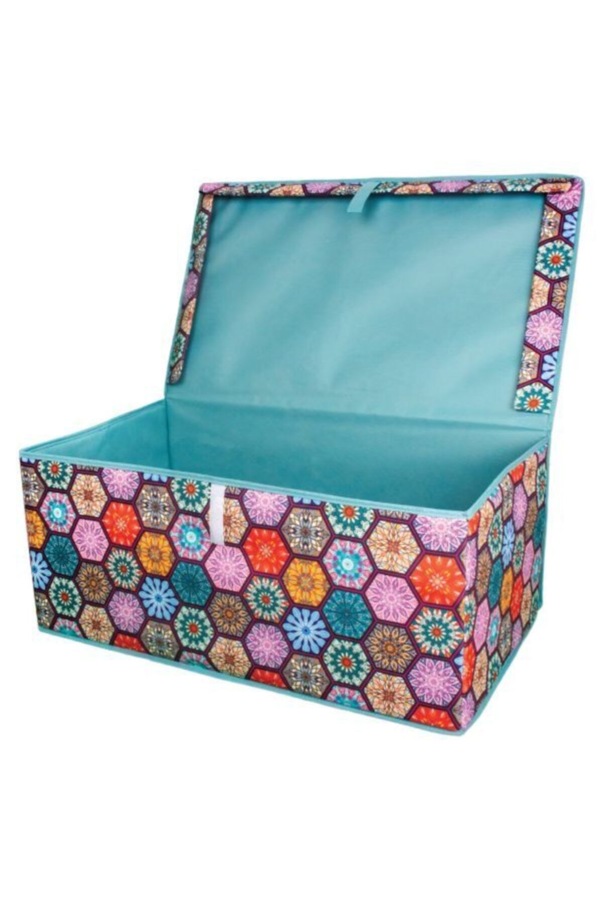 sinerjistore Tekli Otantik Desenli 70x40x30cm Mega Plus Boy Hurç Çok Amaçlı Saklama Kutusu Cırt Cırtlı Kapaklı