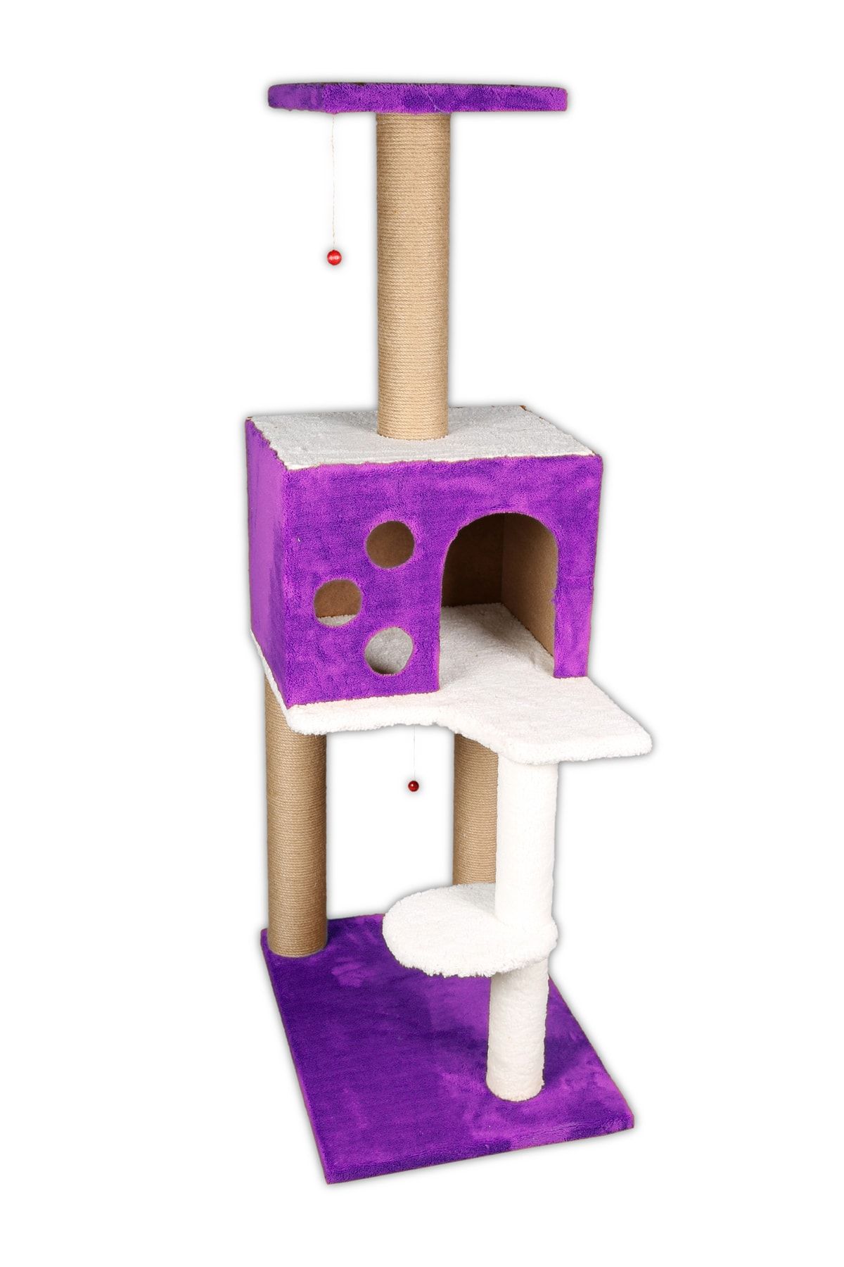 cathauses Kedi Tırmalama, Kedi Tırmalama Evi, Kedi Tırmalama Platformu, Peluş Kumaş, Mor
